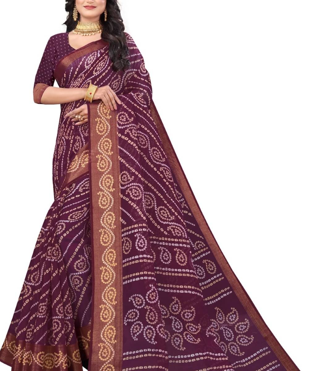     			Suali Cotton Silk Solid Saree With Unstitched Blouse Piece ( Purple )