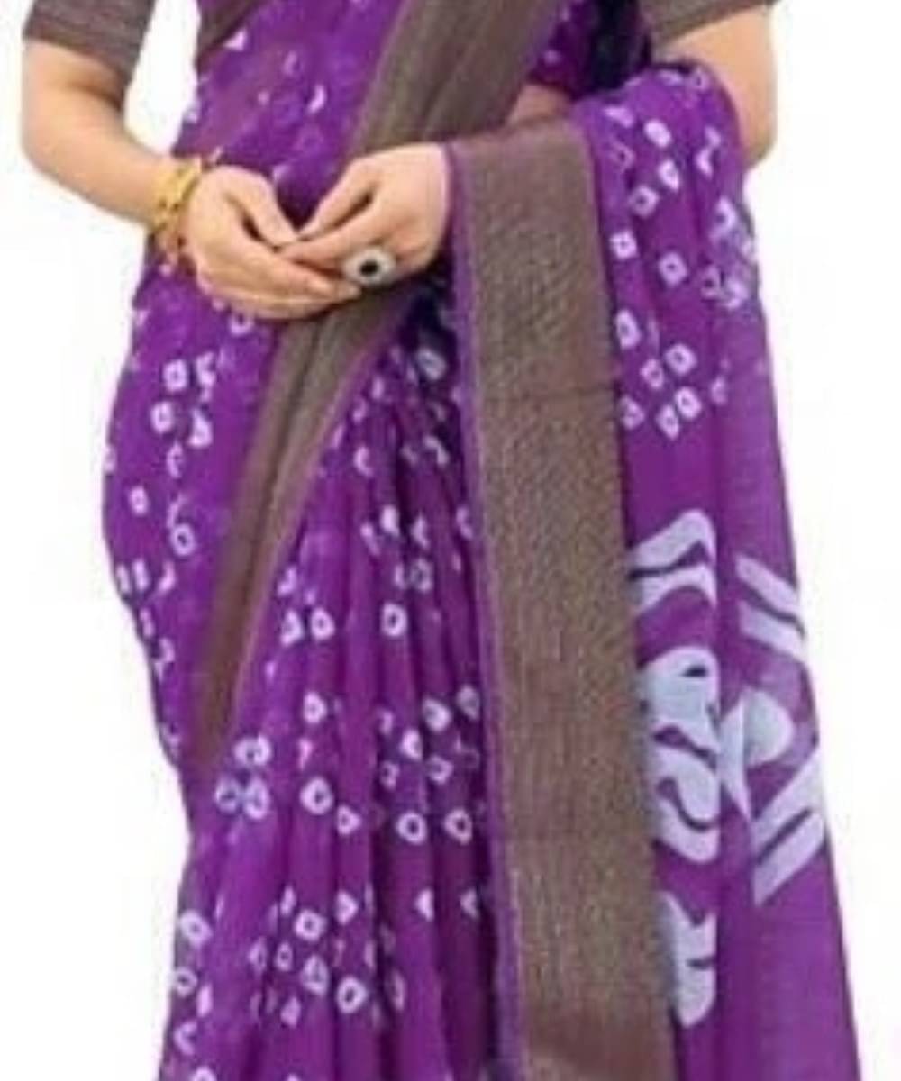 Suali Cotton Silk Solid Saree With Unstitched Blouse Piece ( Purple ) Suali Cotton Silk Solid Saree With Unstitched Blouse Piece ( Purple )