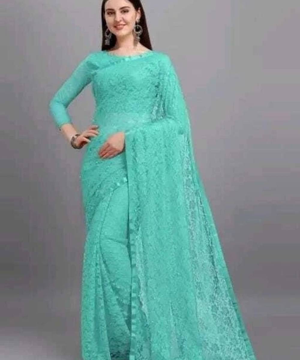 Suali Net Printed Saree With Unstitched Blouse Piece ( Light Green ) Suali Net Printed Saree With Unstitched Blouse Piece ( Light Green )