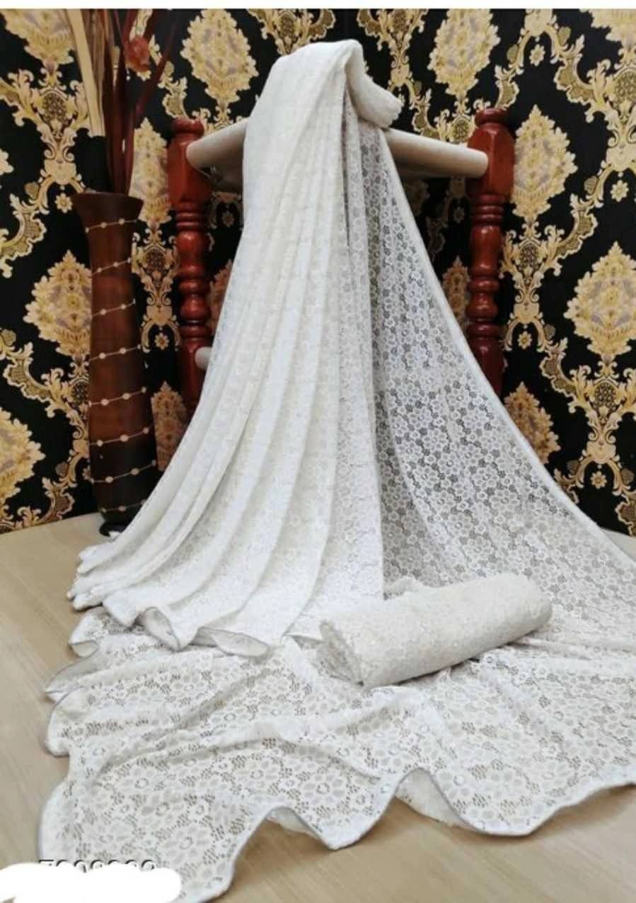     			Suali Net Self Design Saree With Unstitched Blouse Piece ( White )