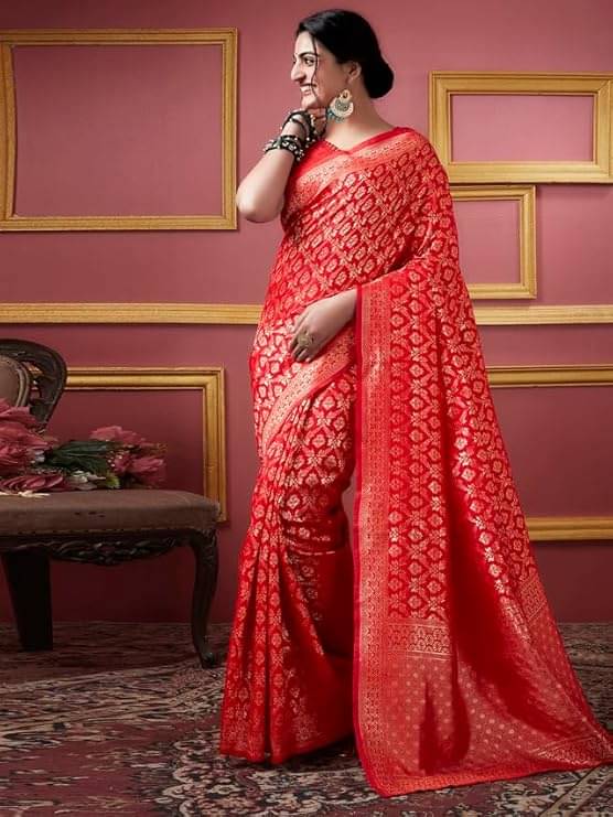 Suntex Silk Woven Saree With Unstitched Blouse Piece ( Red ) Suntex Silk Woven Saree With Unstitched Blouse Piece ( Red )