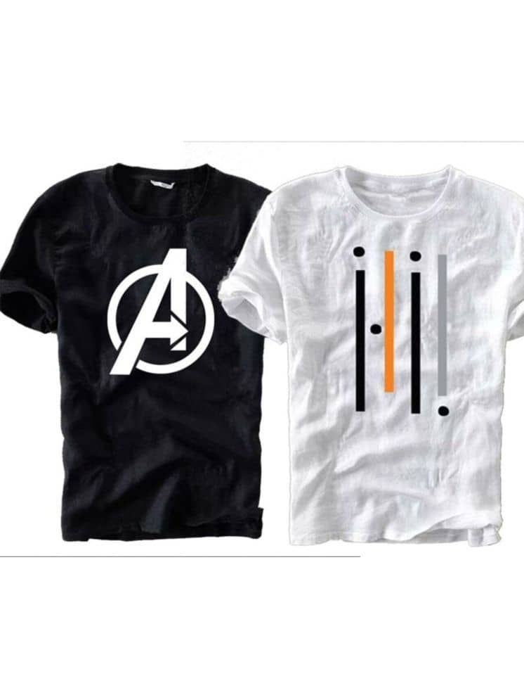 TREND SKY Pack of 2 Polyester Regular Fit Men's T-Shirt ( Multicolor )