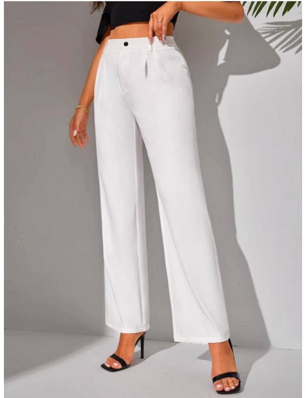     			TRENDYDOLL Pack of 1 Cotton Blend Straight Women's Casual Pants ( White )