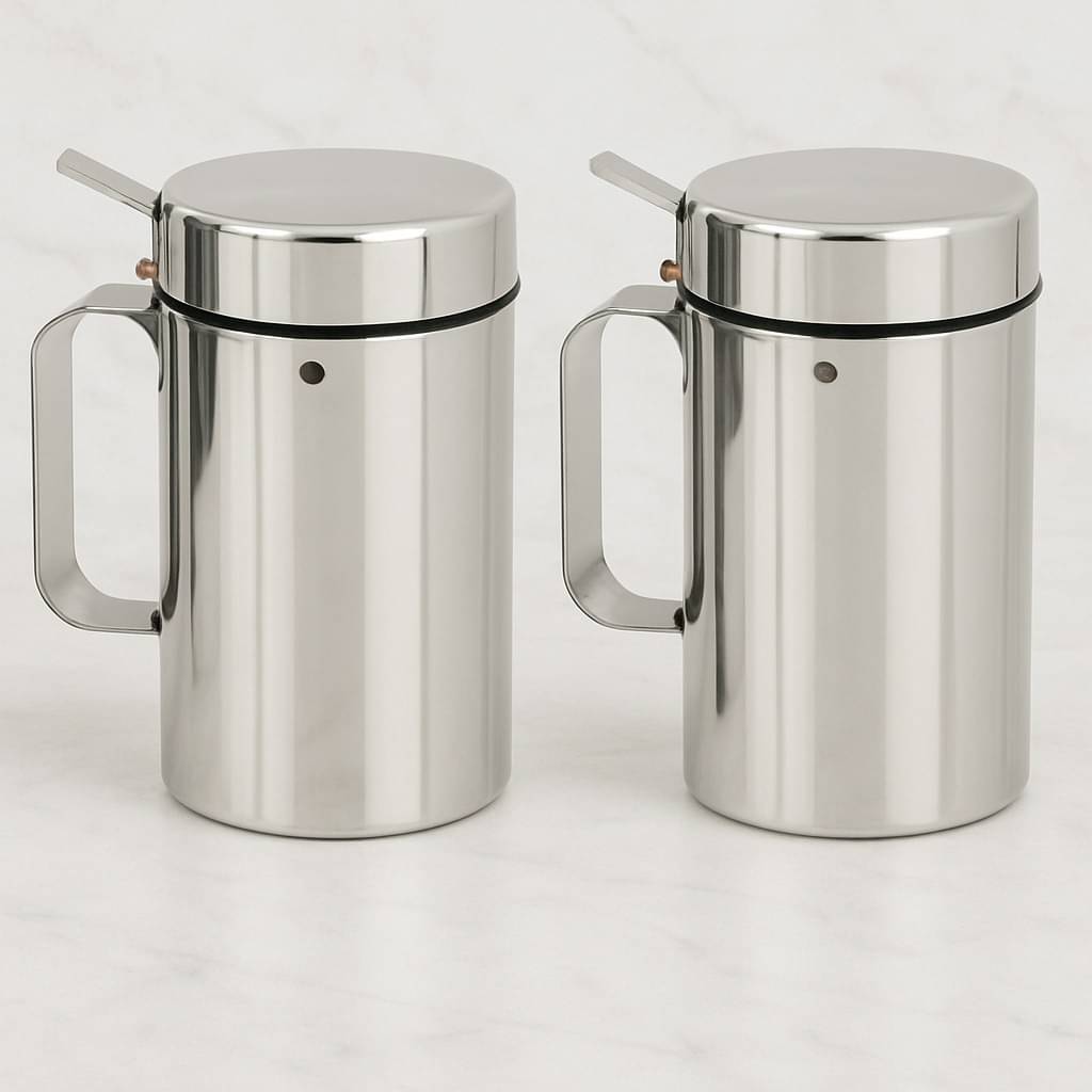     			Visaxmi Oil Dispenser Steel Steel Silver Oil Container ( Set of 2 )