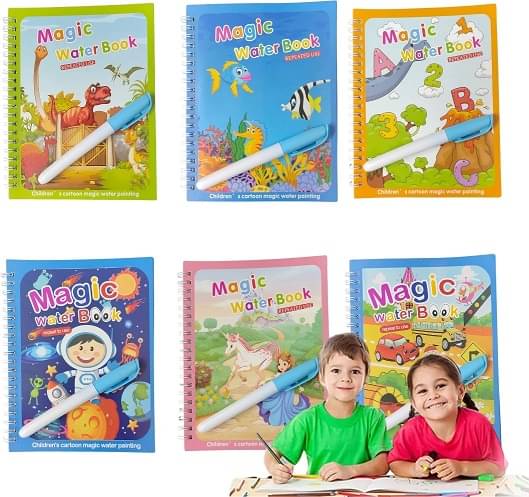     			Water Magic Book (6 Book + 6 Pen), Magic Doodle Pen - Random Design, Pack of 6