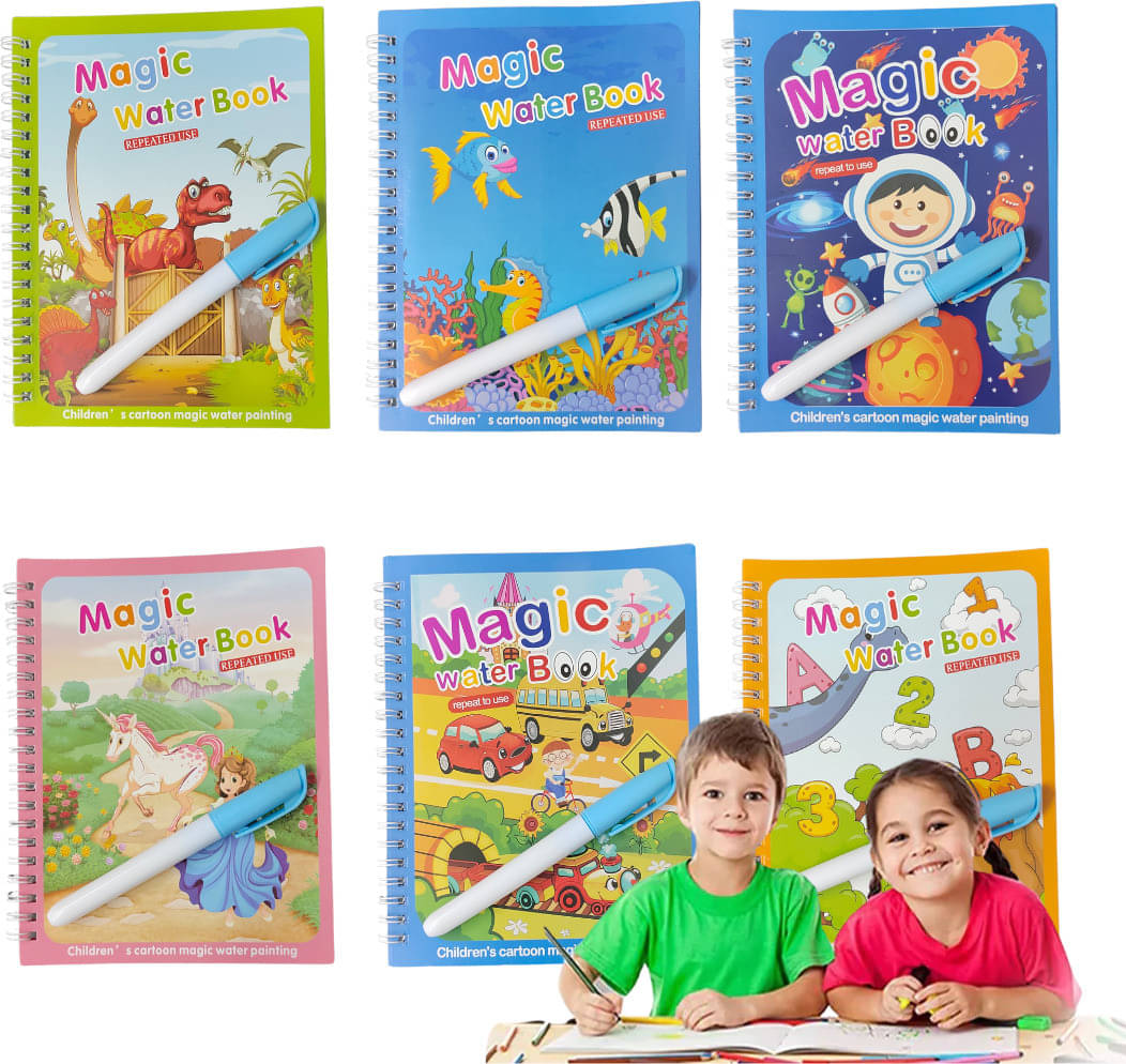 Water Magic Book, Coloring Doodle Drawing Board Games for Kids, Set of 6 Water Magic Book, Coloring Doodle Drawing Board Games for Kids, Set of 6