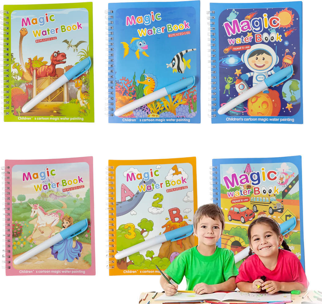     			Water Magic Book Pack of 6, Magic Doodle Pen, Chunky-Size, [6 Book & 6 pen]