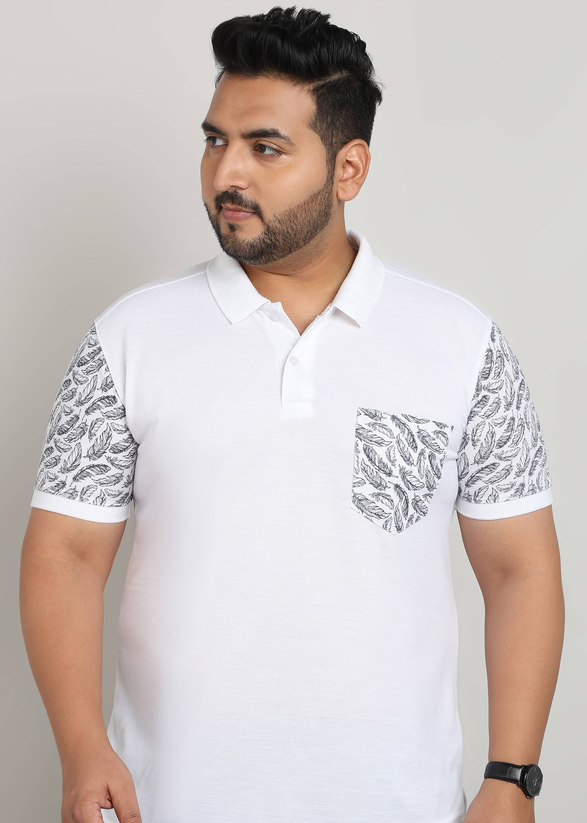 XFOX Men Cotton Blend Regular Fit Printed Polo T Shirt ( White ) XFOX Men Cotton Blend Regular Fit Printed Polo T Shirt ( White )