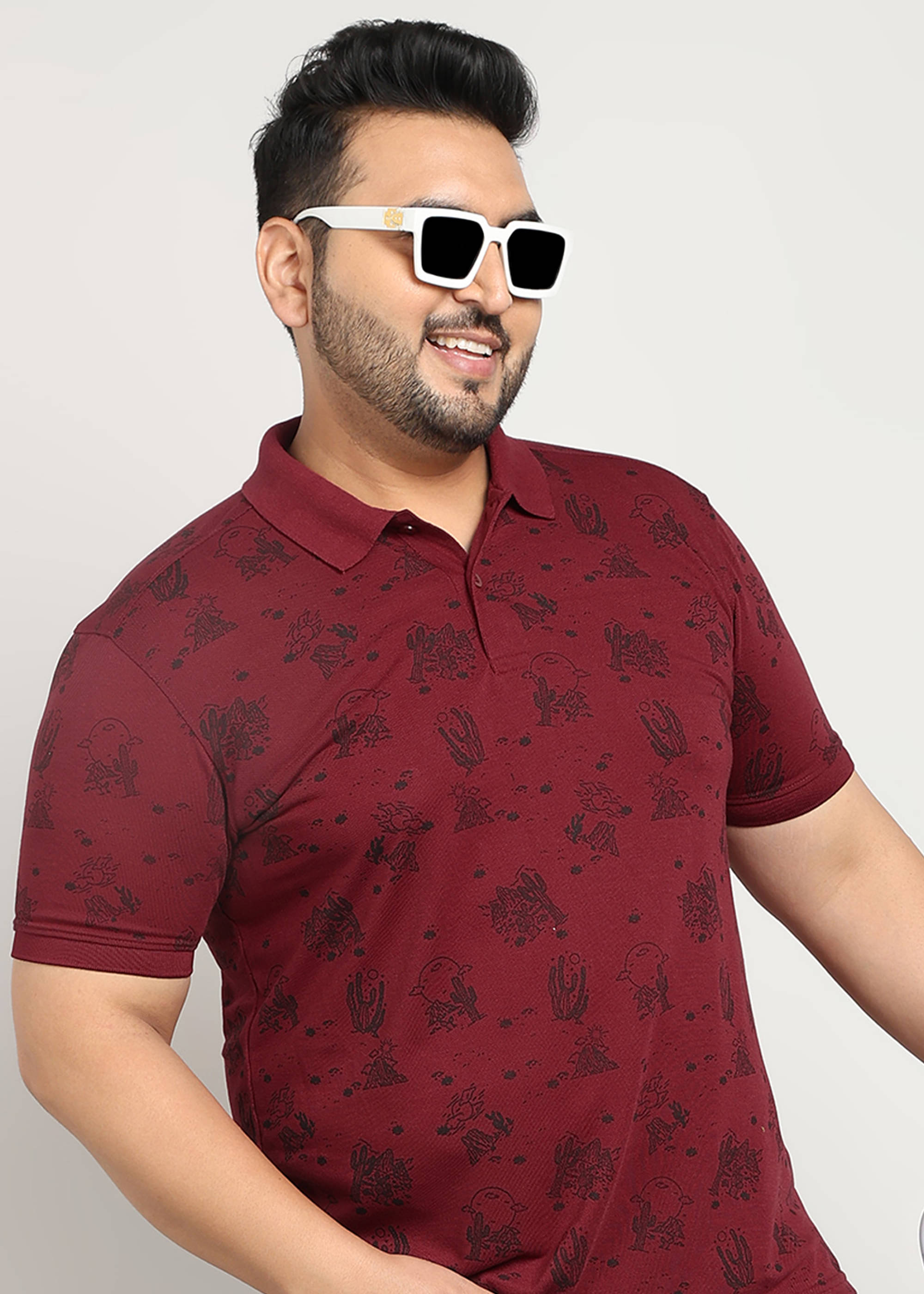 XFOX Men Cotton Blend Regular Fit Printed Polo T Shirt ( Maroon ) XFOX Men Cotton Blend Regular Fit Printed Polo T Shirt ( Maroon )