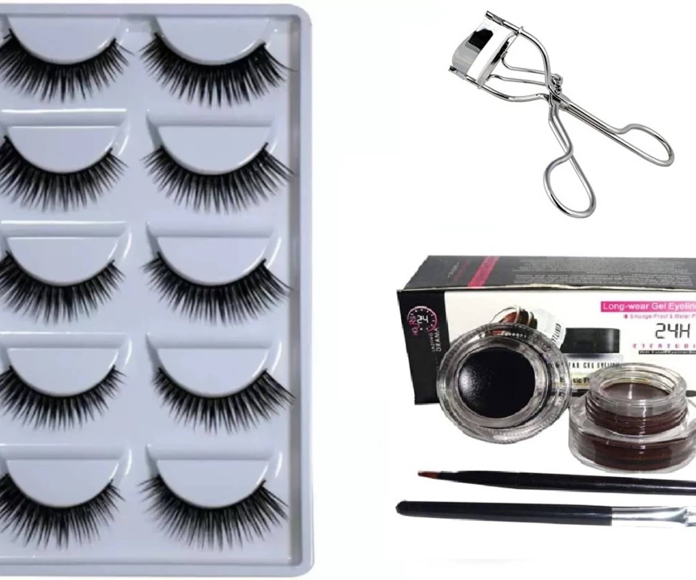     			Yelgo Makeup Kit ( Gel eyeliner Black Brown::eyelash curler::5 eyelash )