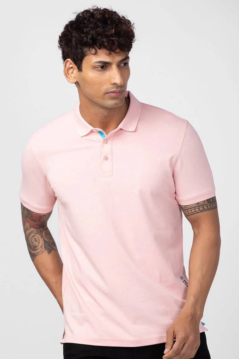     			attitude start of fashion Men Cotton Regular Fit Solid Polo T Shirt ( Light Pink )