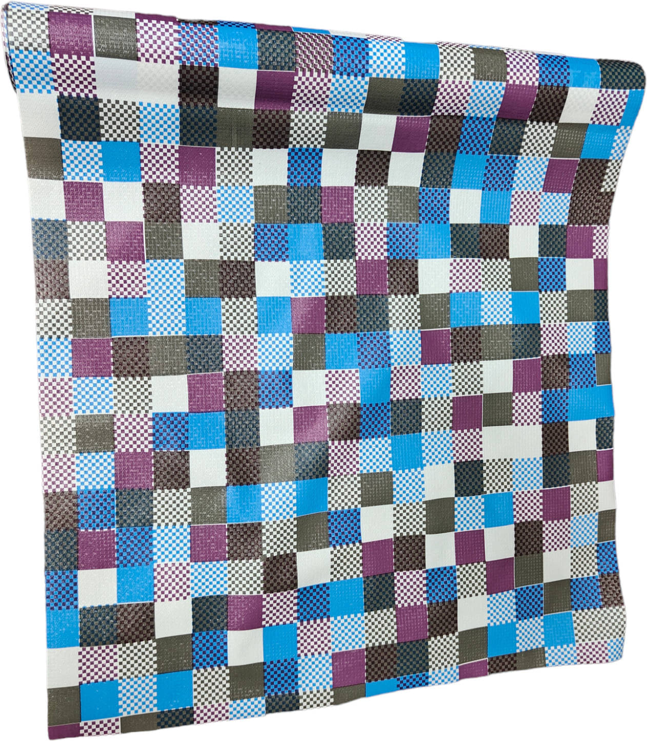     			mopak decor Polyester Small Checks Fridge Mat & Cover ( 500 45 ) Pack of 1 - Blue