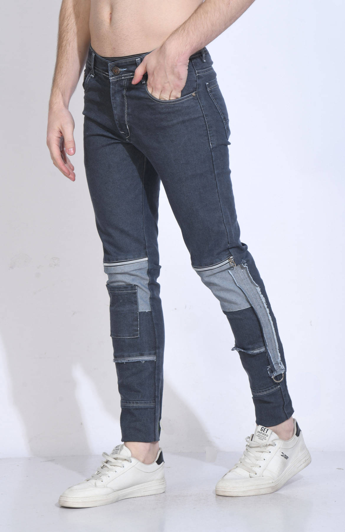     			styhub Slim Fit Side Stripe Men's Jeans - Grey ( Pack of 1 )