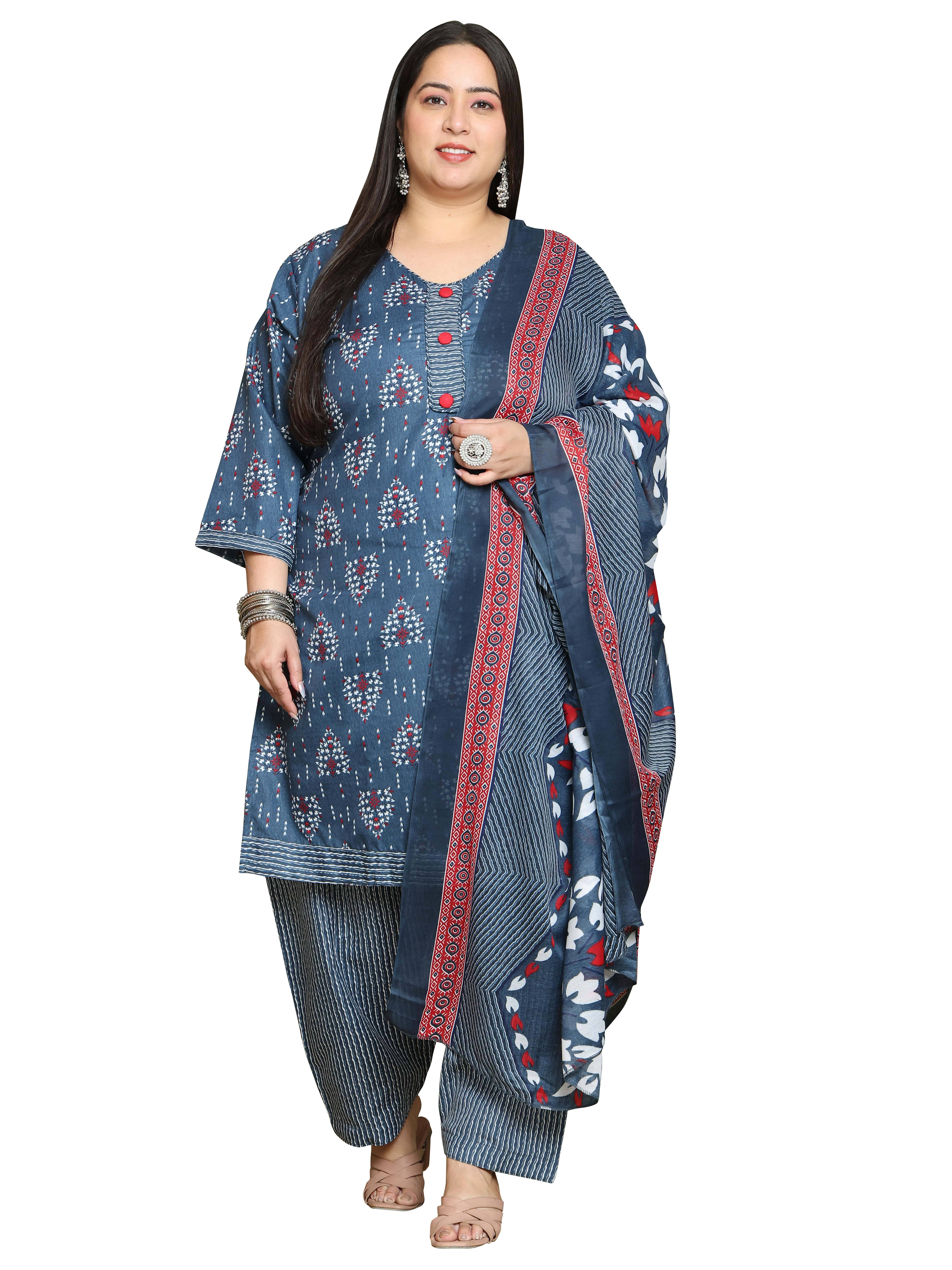 wonder weave Women Cotton Blend Printed Straight Kurti With Patiala Salwar ( Grey ) wonder weave Women Cotton Blend Printed Straight Kurti With Patiala Salwar ( Grey )