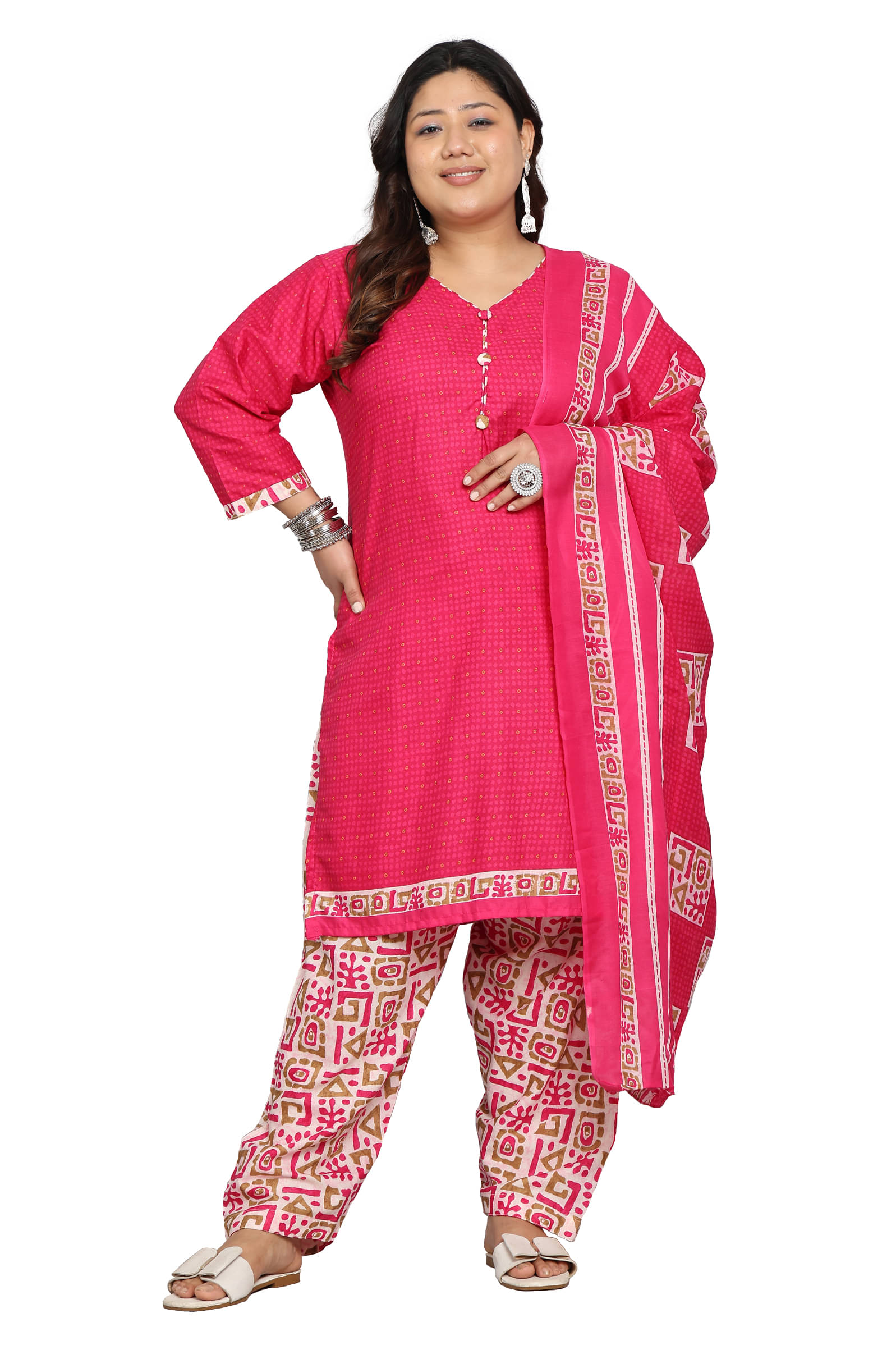 wonder weave Women Cotton Blend Printed Straight Kurti With Patiala Salwar ( Pink ) wonder weave Women Cotton Blend Printed Straight Kurti With Patiala Salwar ( Pink )