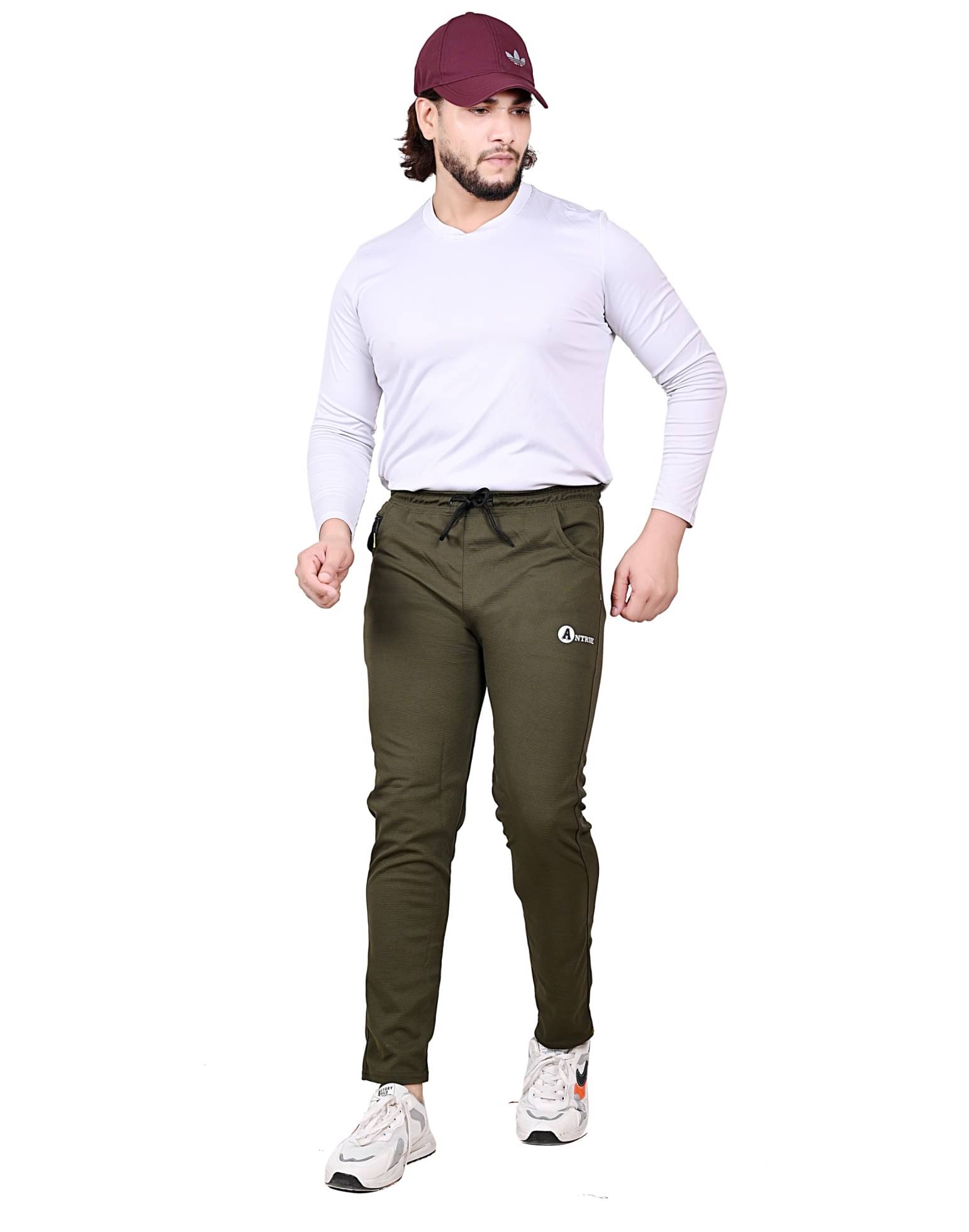    			ANTRUE Olive Green Cotton Blend Men's Trackpants ( Pack of 1 )