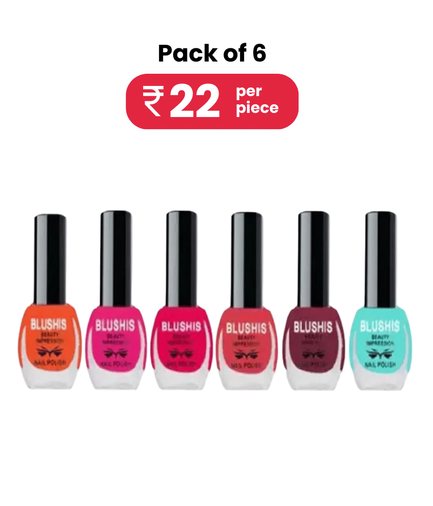 BLUSHIS Multicolor Long Stay Trendy Colors Nail Polish Combo set (Pack of 6)