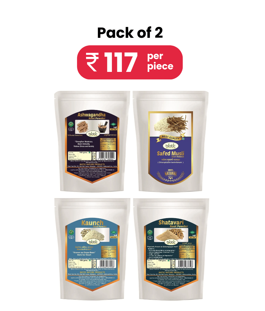     			Biotic Safed Musli, Ashwagandha, Shatavari & Kaunch Seed Powder 400gm