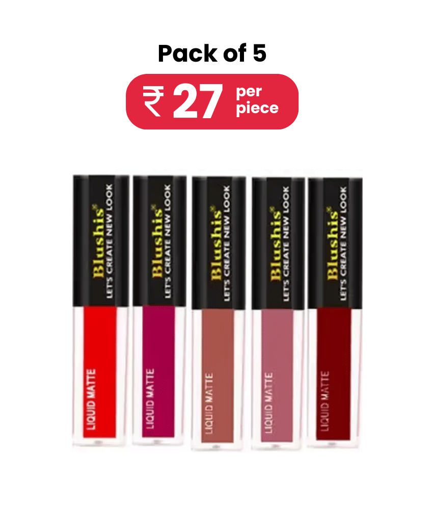 Blushis Super Stay Matte Liquid Lipstick Combo Pack Of 6 Peice(Multicolour, 16 Ml)