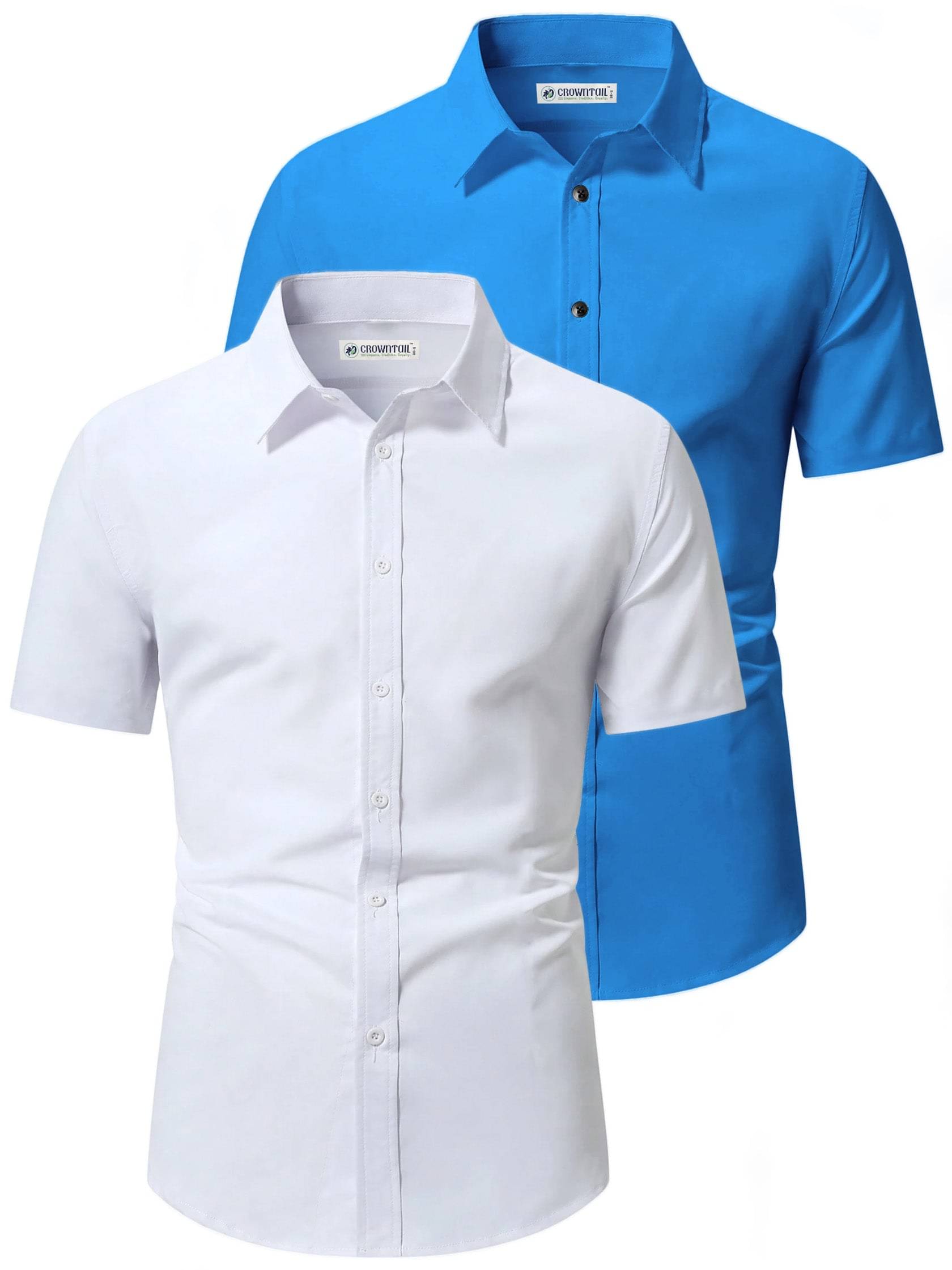     			CROWNTAIL Cotton Blend Slim Fit Solids Half Sleeves Men's Casual Shirt - Turquoise ( Pack of 2 )