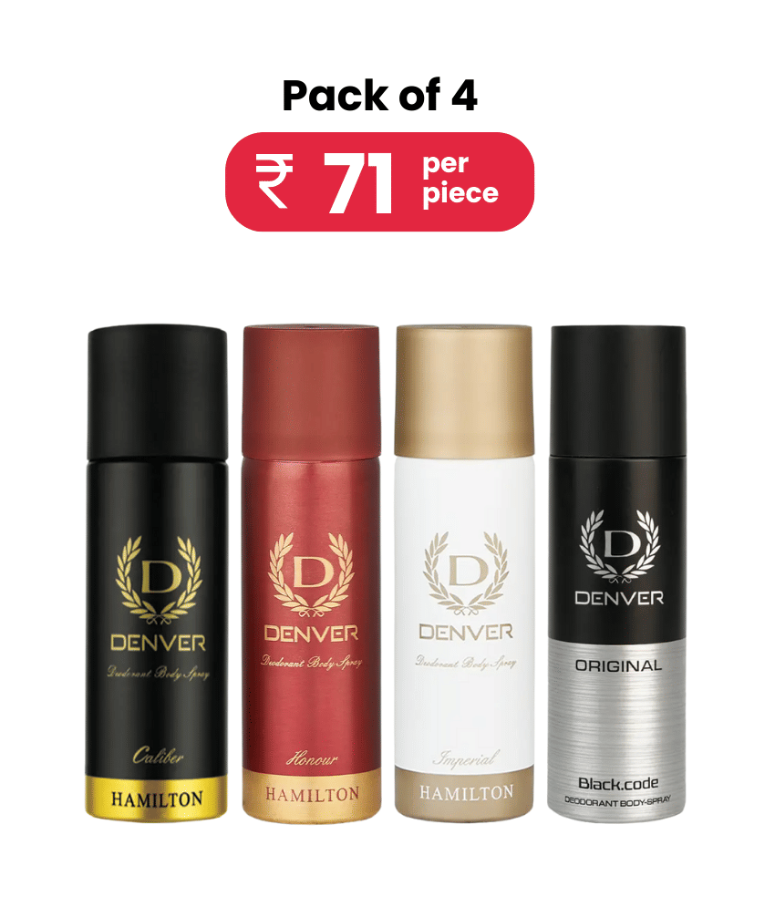     			Denver Imperial,Honour,Caliber,Black Code Nano Deodorant Spray for Men 50 ml ( Pack of 4 )