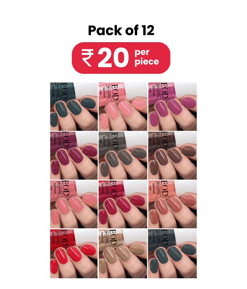     			EOD Glossy High Shine Nail Polish Set, Multi Colour, 6ml each (Pack of 12)