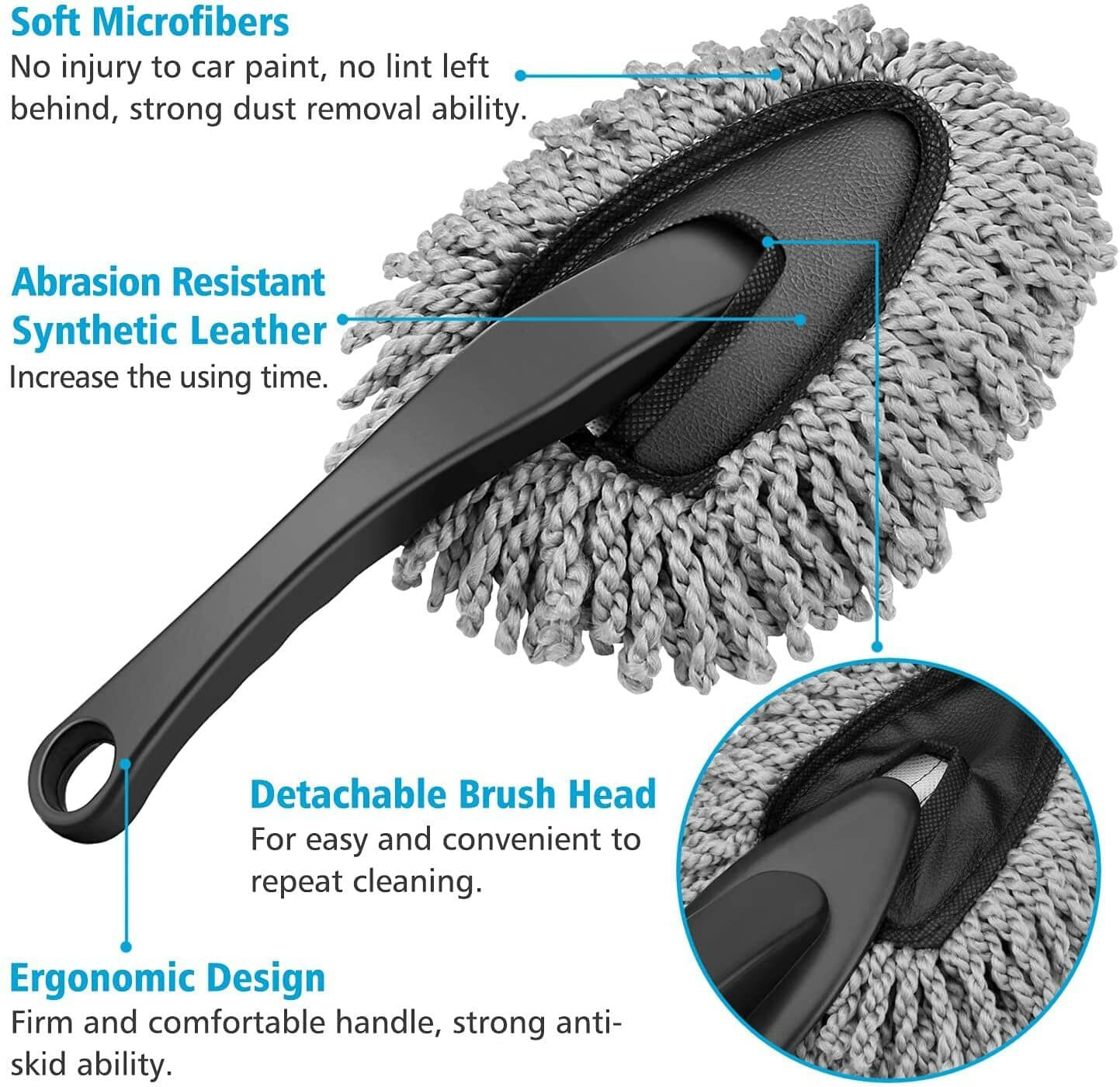     			FULKIZA Mini Car Duster - Soft Microfiber Car Dash Duster Brush Microfibre Wet and Dry Brush (Black)
