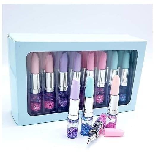     			Freedy Toy Glitter Lipstick Pen Gel Pen Makeup Artist Pen for Kids Beauty Plastic Cute Gel Pen Best Birthday Gift Return Gift for Kids (12 Pcs) Gel Pen  (Pack of 12, Ink Color - Blue)