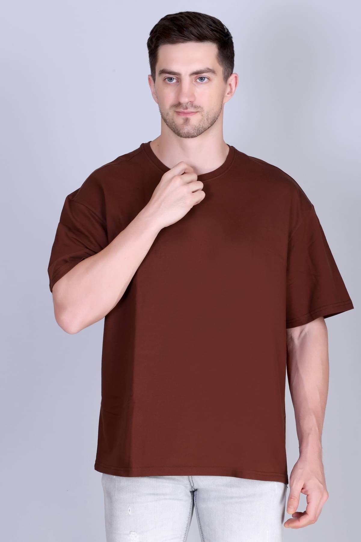 GARYNOY Men Cotton Blend Regular Fit Solid T-Shirt ( Brown ) GARYNOY Men Cotton Blend Regular Fit Solid T-Shirt ( Brown )