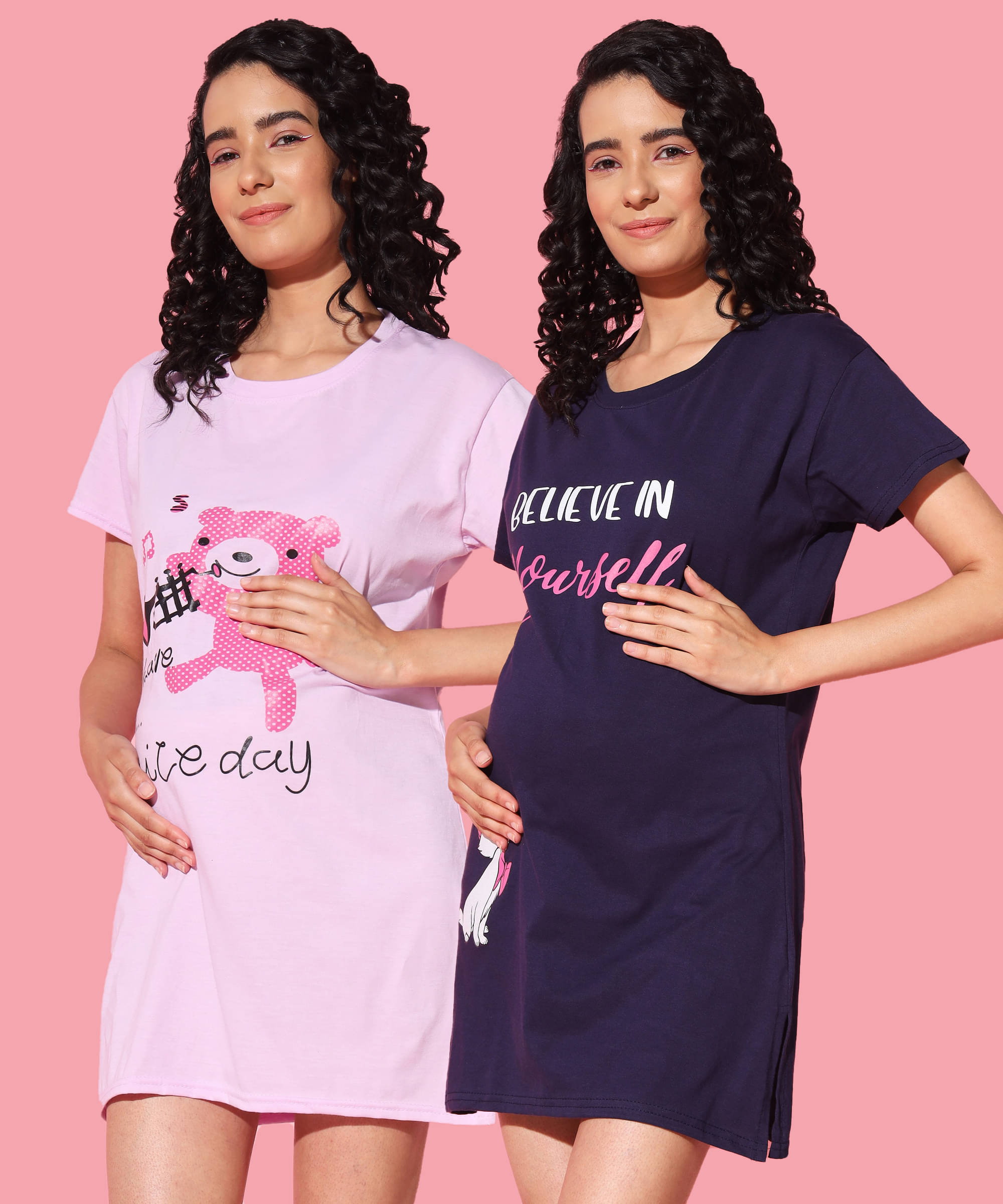 GRAND MALBORK Multicolor Cotton Women's Maternity Dress ( Pack of 2 ) GRAND MALBORK Multicolor Cotton Women's Maternity Dress ( Pack of 2 )