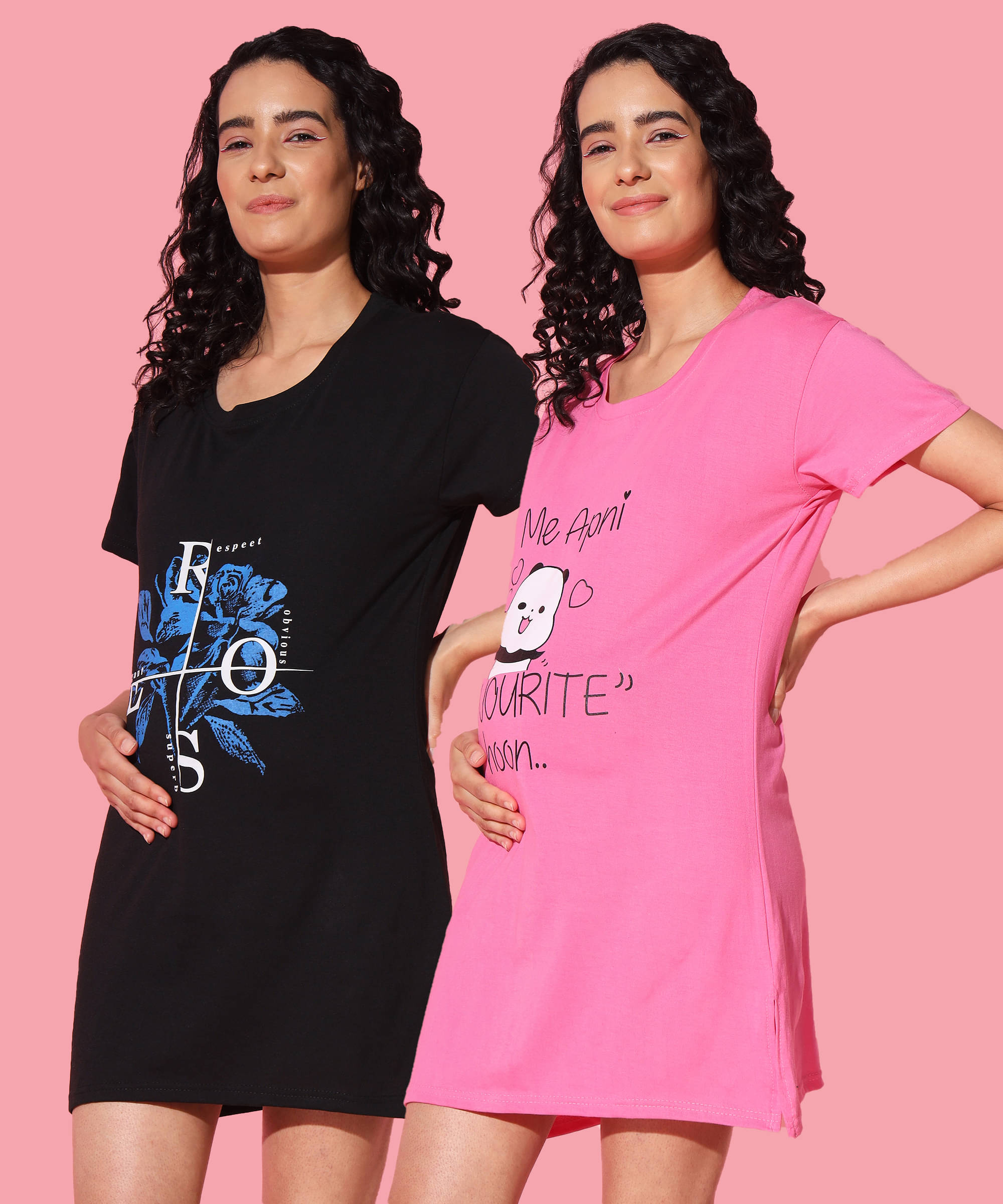     			GRAND MALBORK Multicolor Cotton Women's Maternity Dress ( Pack of 2 )