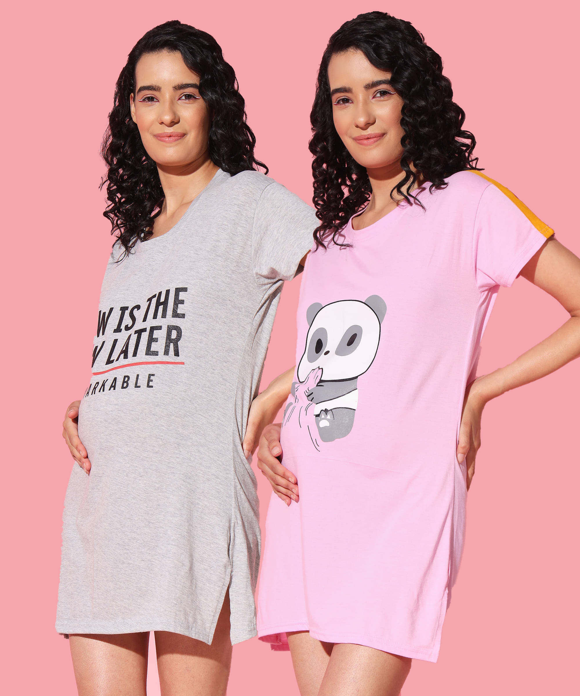 GRAND MALBORK Multicolor Cotton Women's Maternity Dress ( Pack of 2 ) GRAND MALBORK Multicolor Cotton Women's Maternity Dress ( Pack of 2 )
