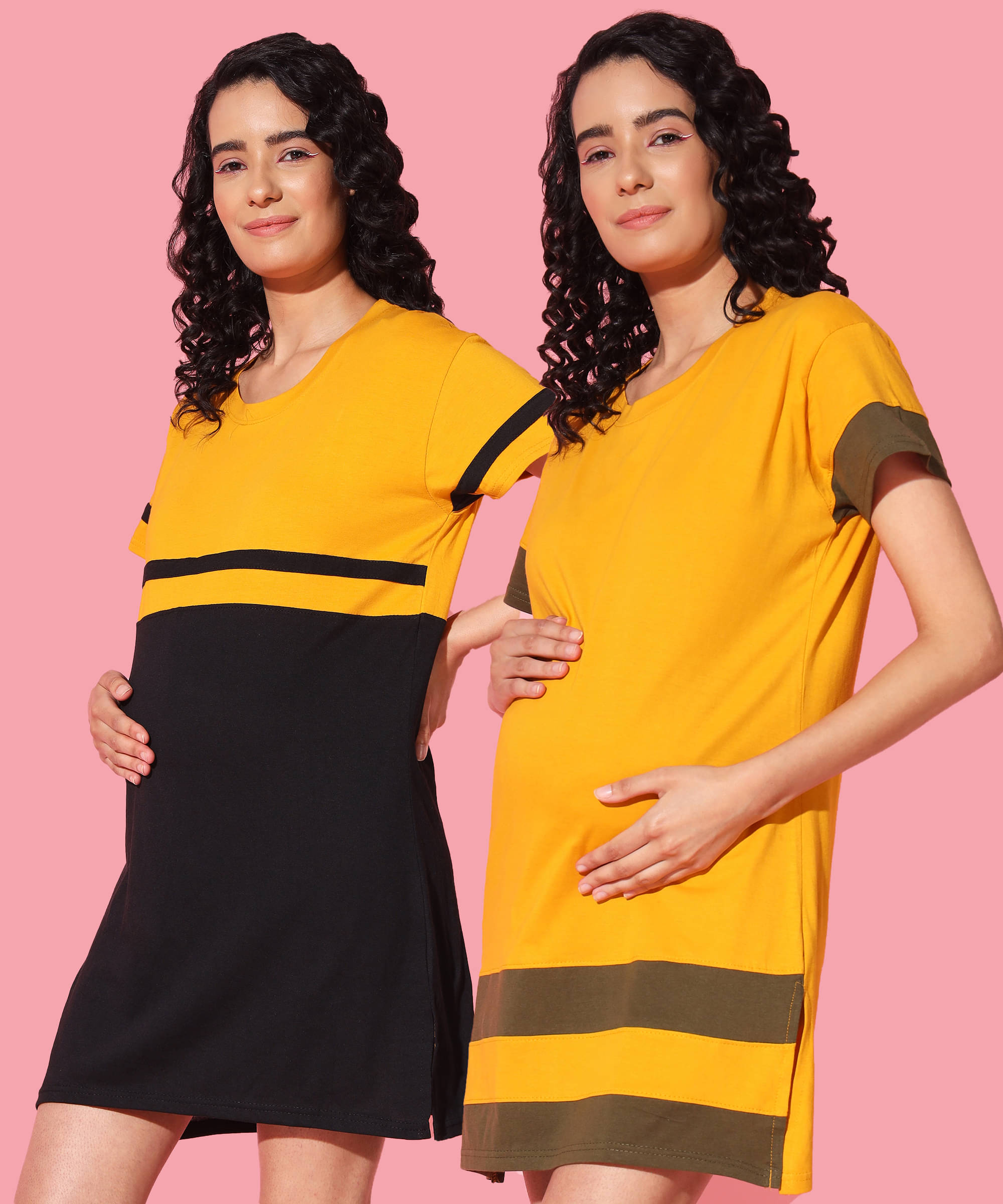     			GRAND MALBORK Multicolor Cotton Women's Maternity Dress ( Pack of 2 )