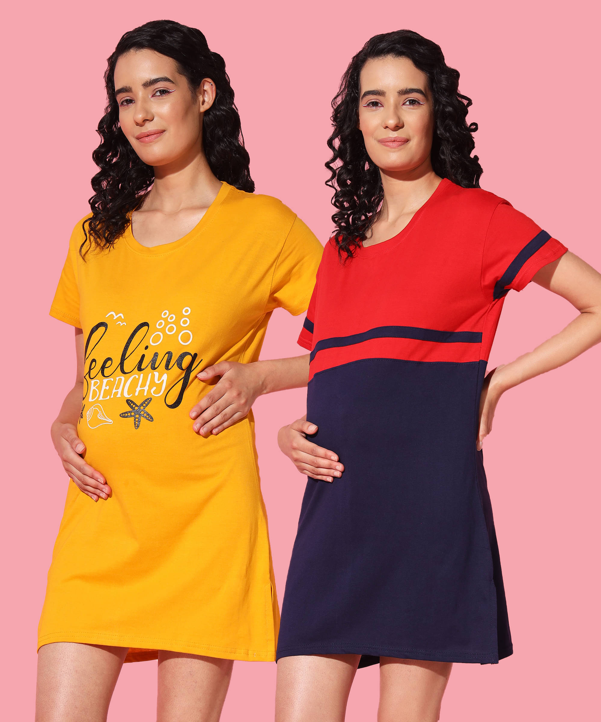GRAND MALBORK Multicolor Cotton Women's Maternity Dress ( Pack of 2 ) GRAND MALBORK Multicolor Cotton Women's Maternity Dress ( Pack of 2 )