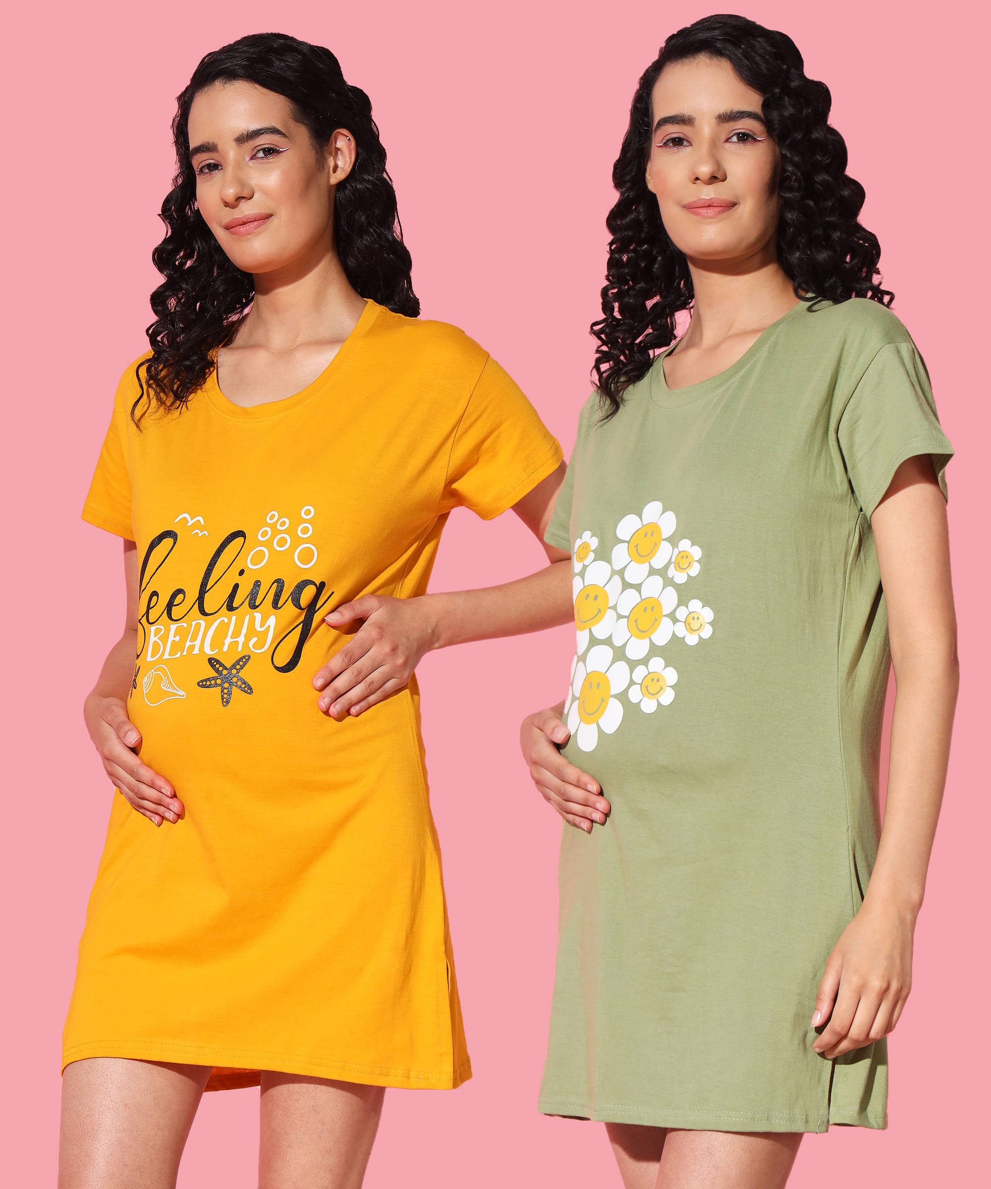 GRAND MALBORK Multicolor Cotton Women's Maternity Dress ( Pack of 2 )     			GRAND MALBORK Multicolor Cotton Women's Maternity Dress ( Pack of 2 )