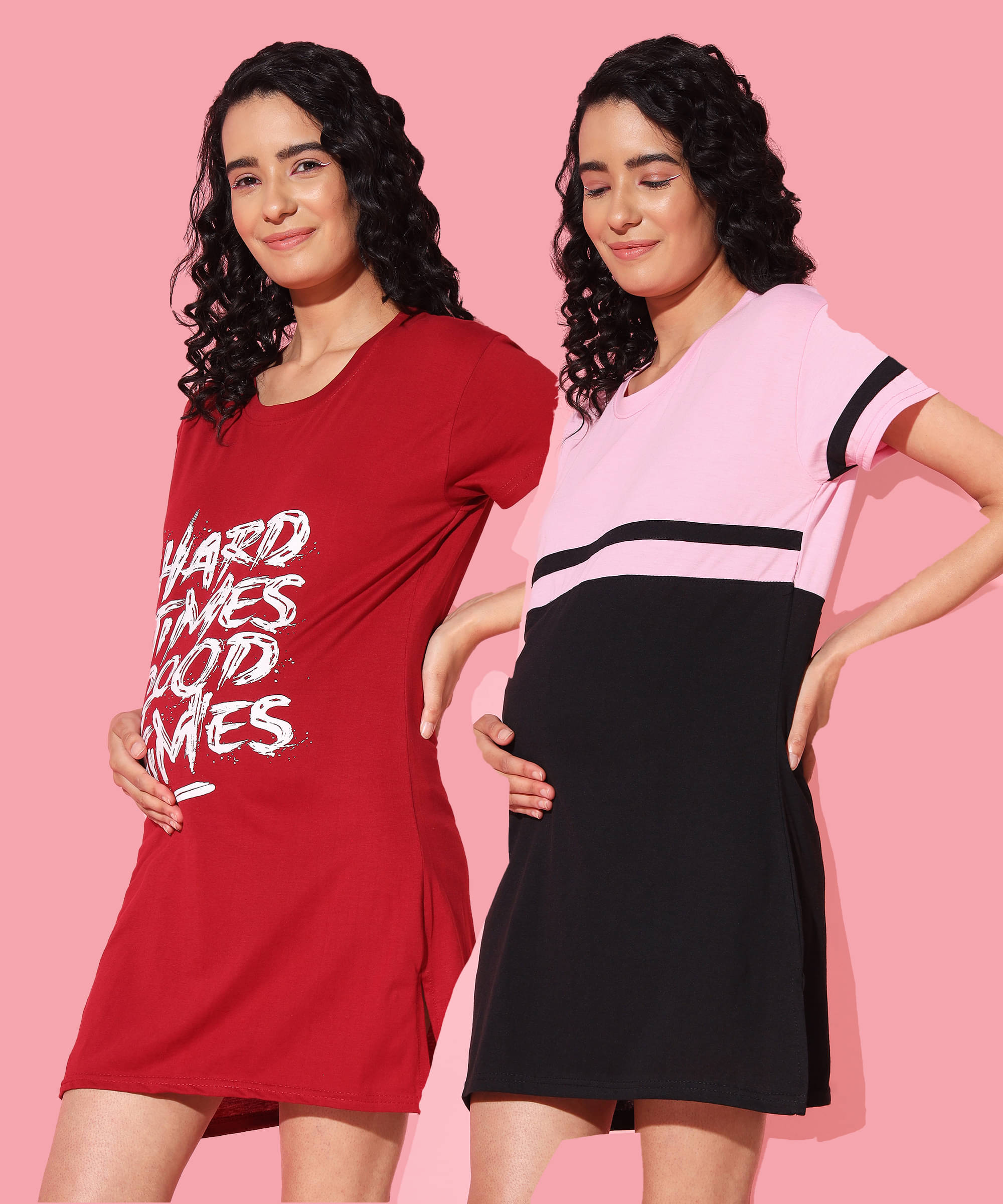 GRAND MALBORK Multicolor Cotton Women's Maternity Dress ( Pack of 2 ) GRAND MALBORK Multicolor Cotton Women's Maternity Dress ( Pack of 2 )