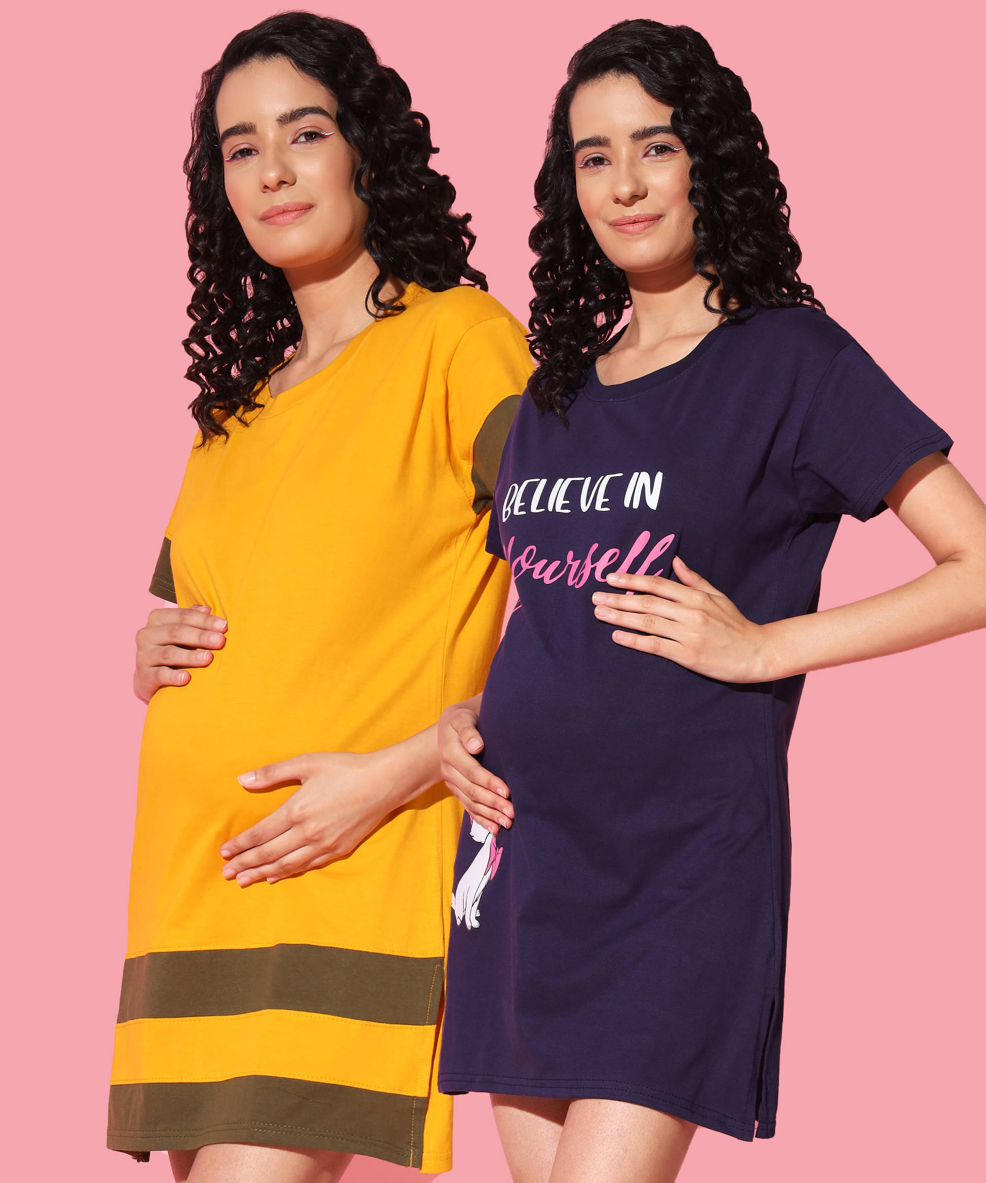 GRAND MALBORK Multicolor Cotton Women's Maternity Dress ( Pack of 2 )     			GRAND MALBORK Multicolor Cotton Women's Maternity Dress ( Pack of 2 )