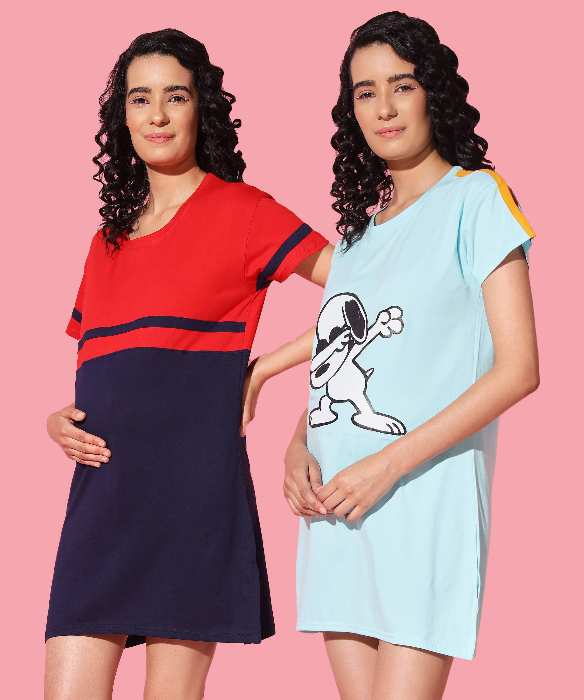 GRAND MALBORK Multicolor Cotton Women's Maternity Dress ( Pack of 2 ) GRAND MALBORK Multicolor Cotton Women's Maternity Dress ( Pack of 2 )