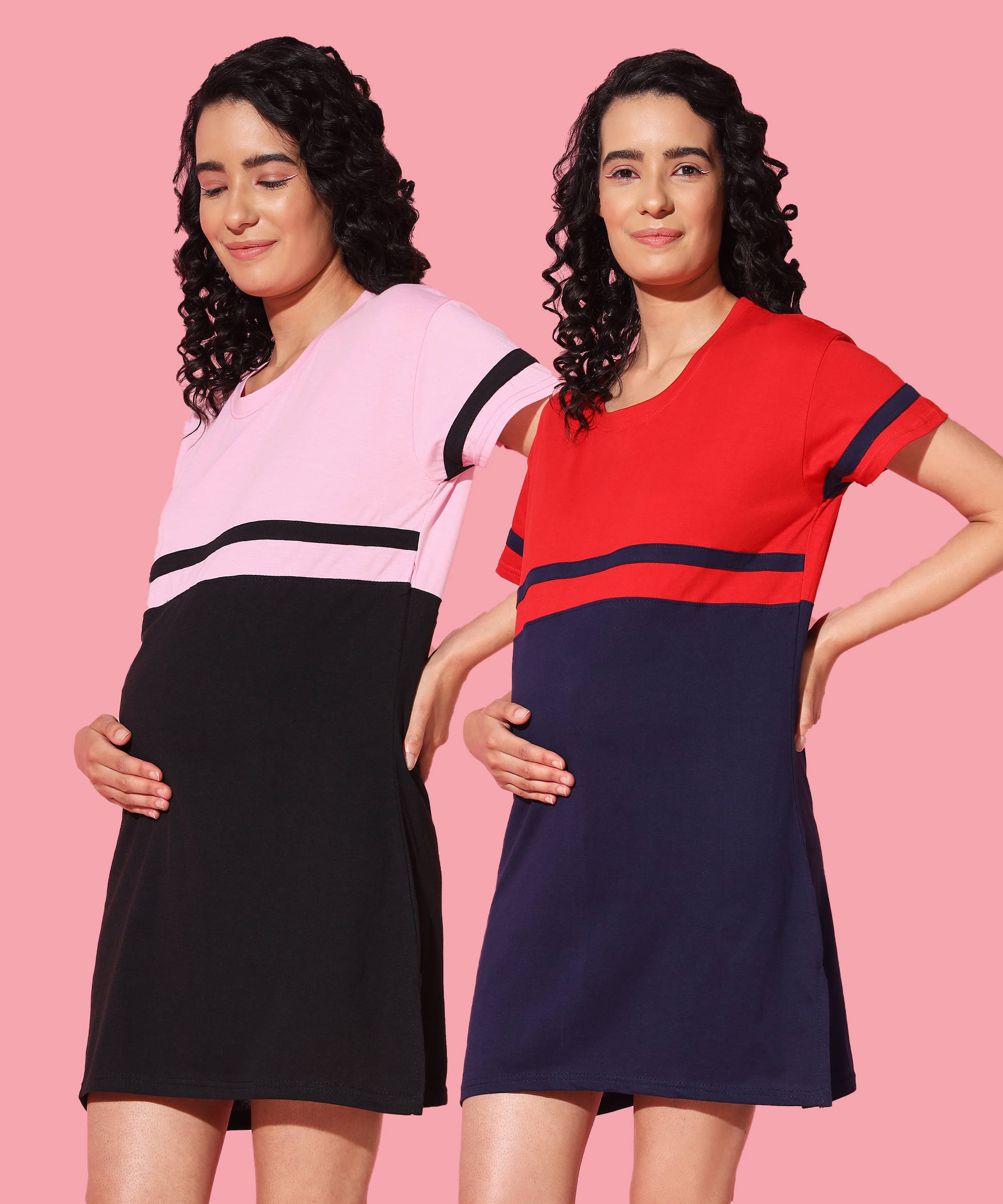 GRAND MALBORK Multicolor Cotton Women's Maternity Dress ( Pack of 2 ) GRAND MALBORK Multicolor Cotton Women's Maternity Dress ( Pack of 2 )