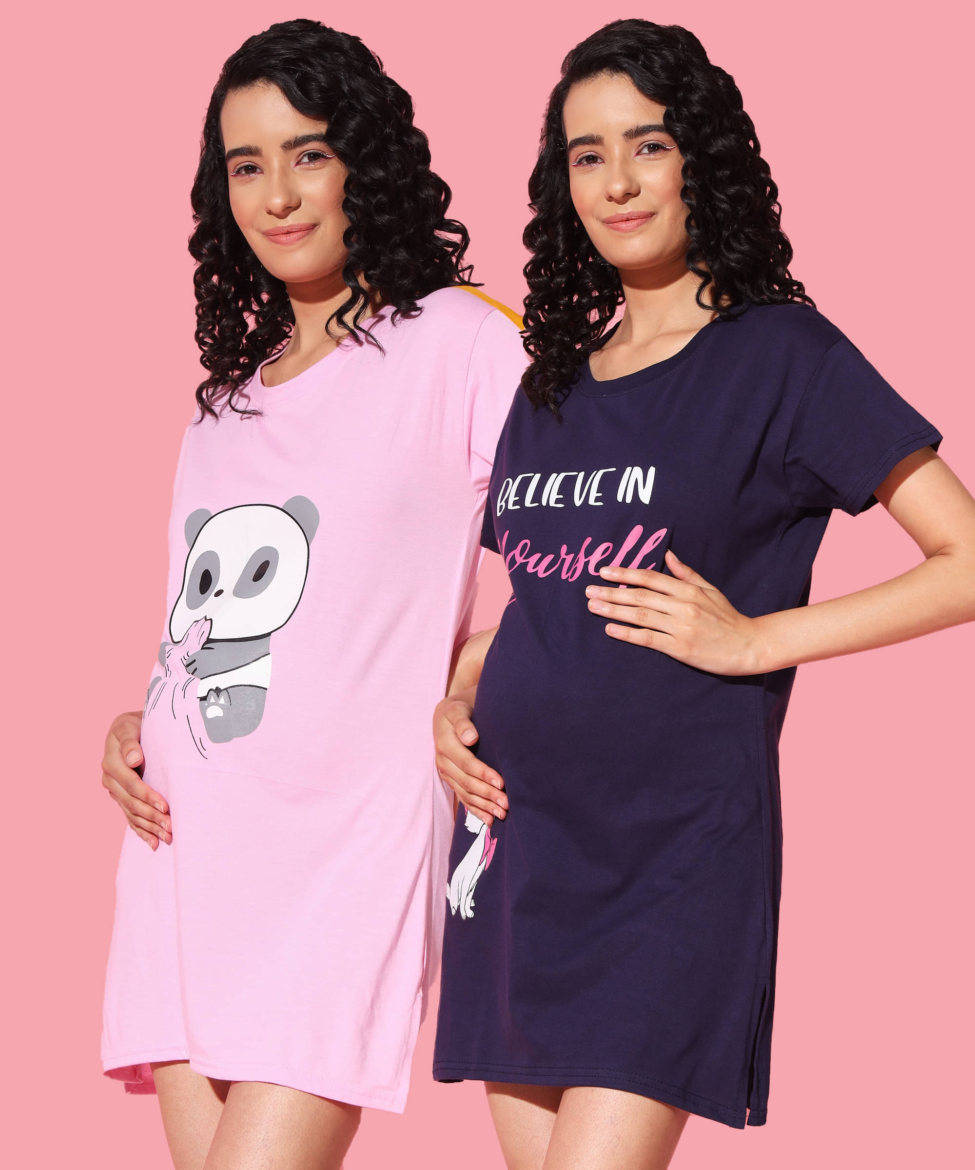 GRAND MALBORK Multicolor Cotton Women's Maternity Dress ( Pack of 2 ) GRAND MALBORK Multicolor Cotton Women's Maternity Dress ( Pack of 2 )
