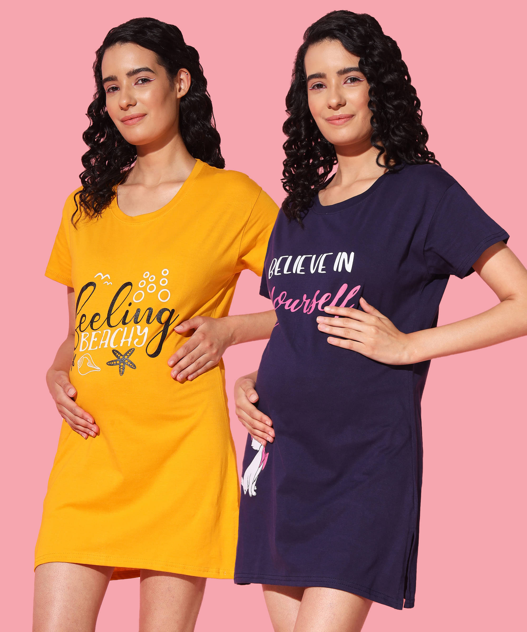 GRAND MALBORK Multicolor Cotton Women's Maternity Dress ( Pack of 2 )     			GRAND MALBORK Multicolor Cotton Women's Maternity Dress ( Pack of 2 )
