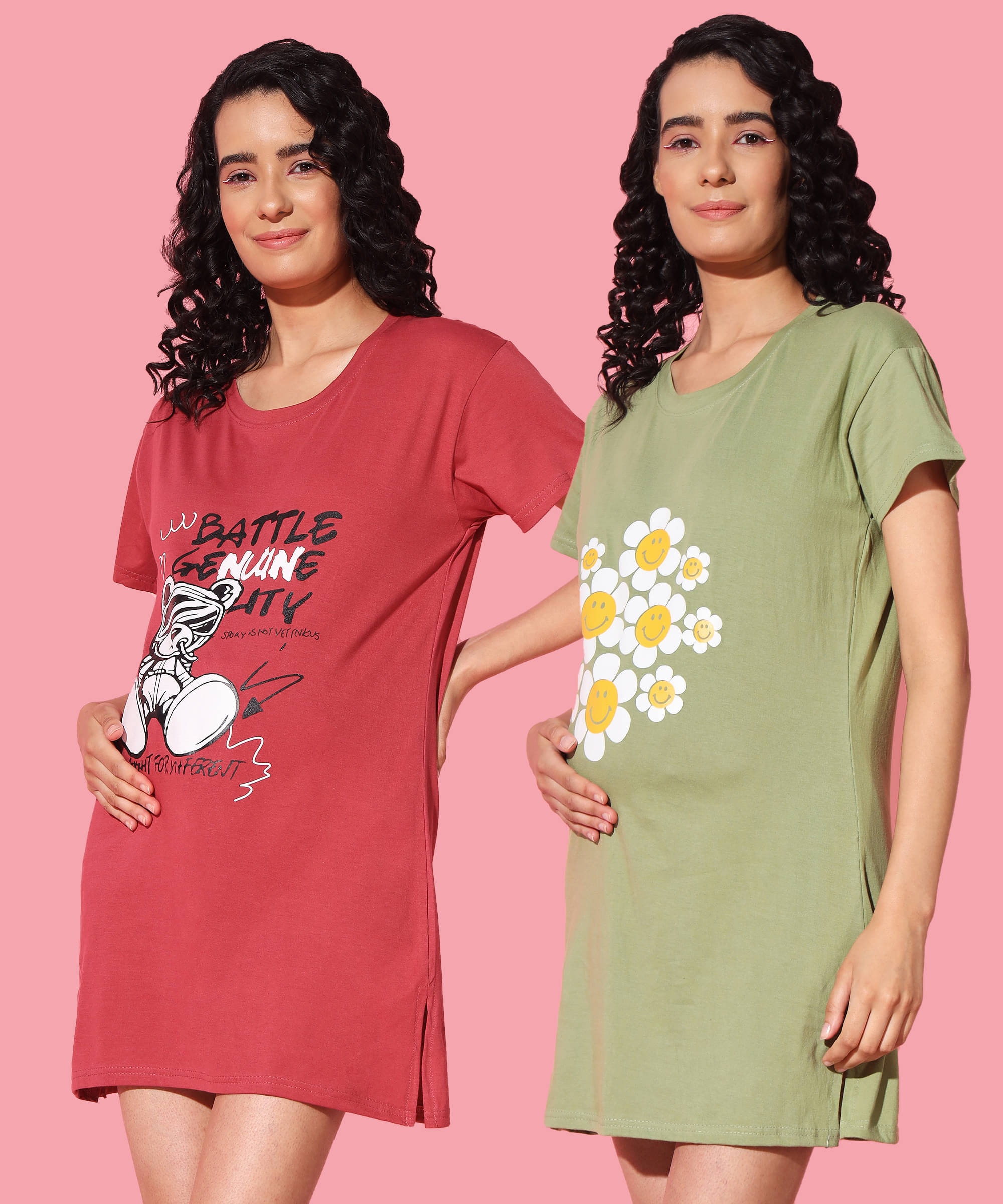 GRAND MALBORK Multicolor Cotton Women's Maternity Dress ( Pack of 2 ) GRAND MALBORK Multicolor Cotton Women's Maternity Dress ( Pack of 2 )