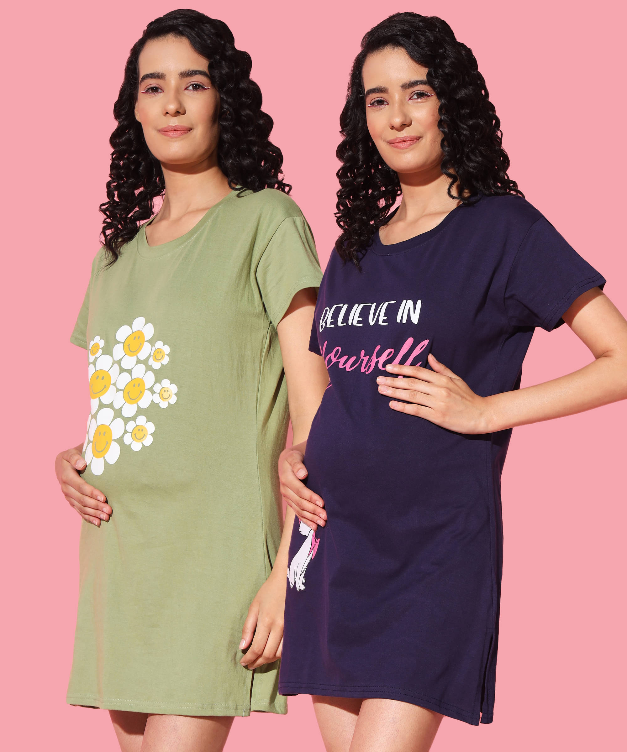 GRAND MALBORK Multicolor Cotton Women's Maternity Dress ( Pack of 2 )     			GRAND MALBORK Multicolor Cotton Women's Maternity Dress ( Pack of 2 )