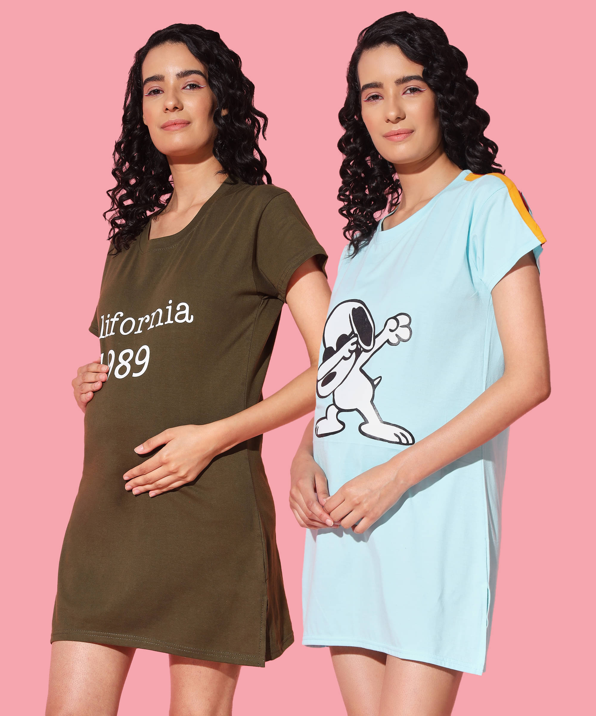     			GRAND MALBORK Multicolor Cotton Women's Maternity Dress ( Pack of 2 )