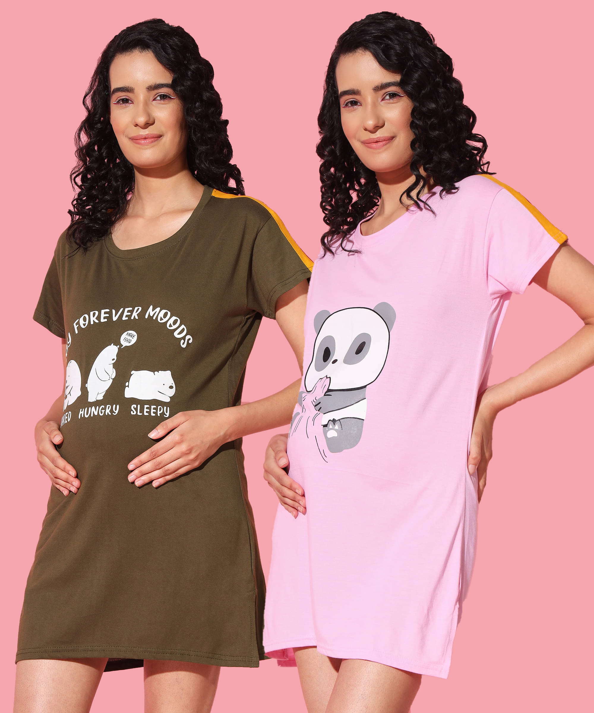     			GRAND MALBORK Multicolor Cotton Women's Maternity Dress ( Pack of 2 )