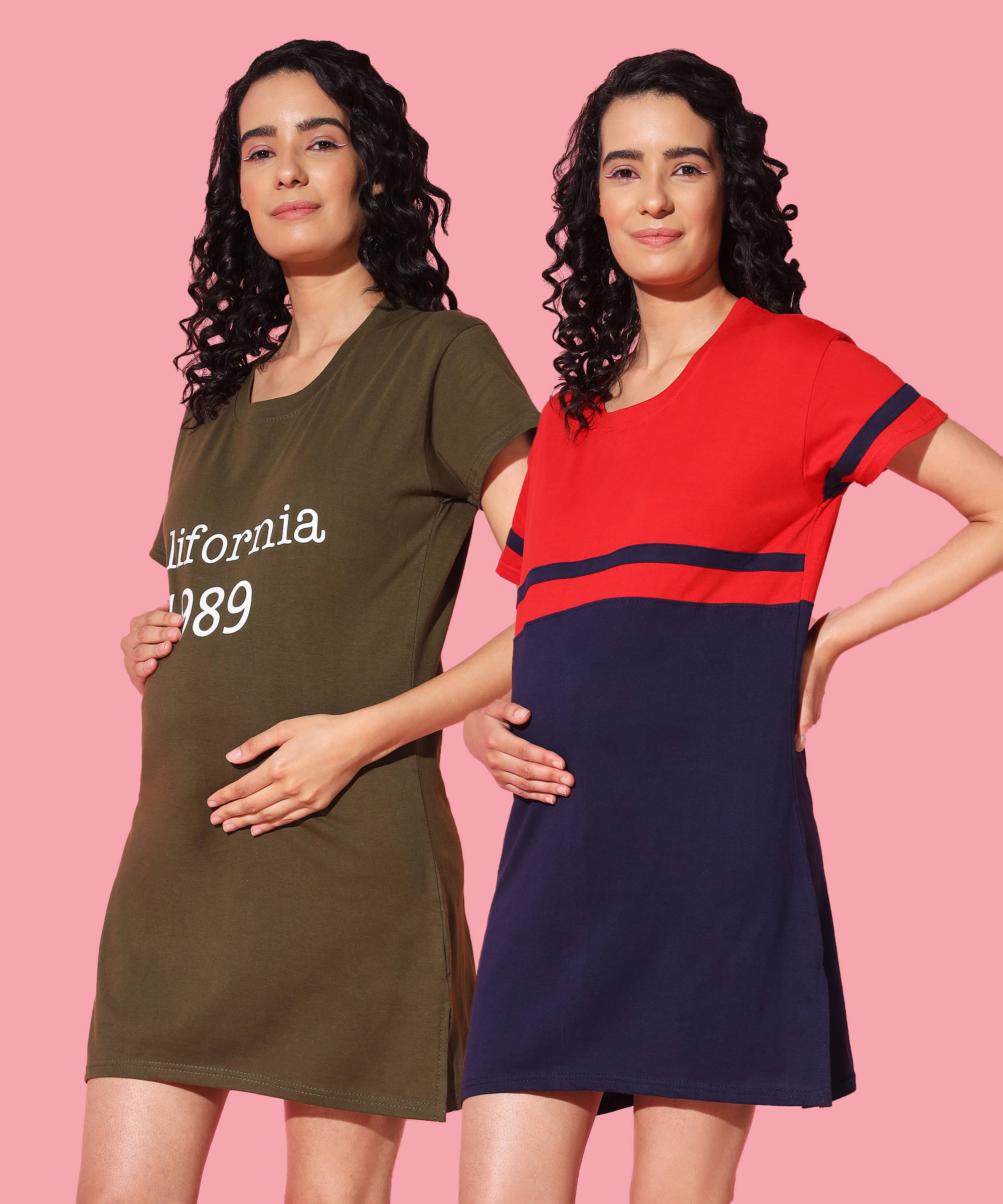 GRAND MALBORK Multicolor Cotton Women's Maternity Dress ( Pack of 2 )     			GRAND MALBORK Multicolor Cotton Women's Maternity Dress ( Pack of 2 )