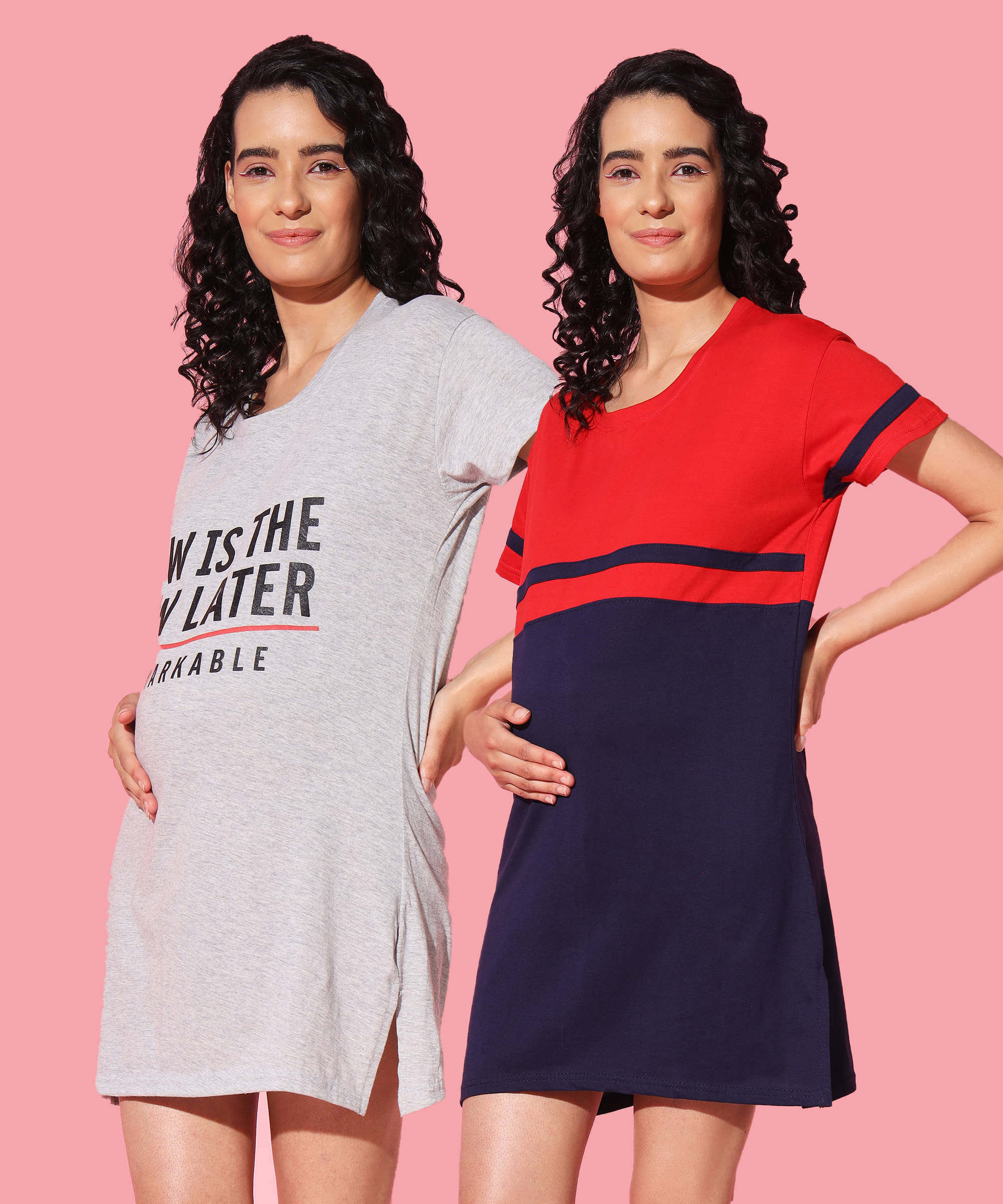 GRAND MALBORK Multicolor Cotton Women's Maternity Dress ( Pack of 2 )     			GRAND MALBORK Multicolor Cotton Women's Maternity Dress ( Pack of 2 )