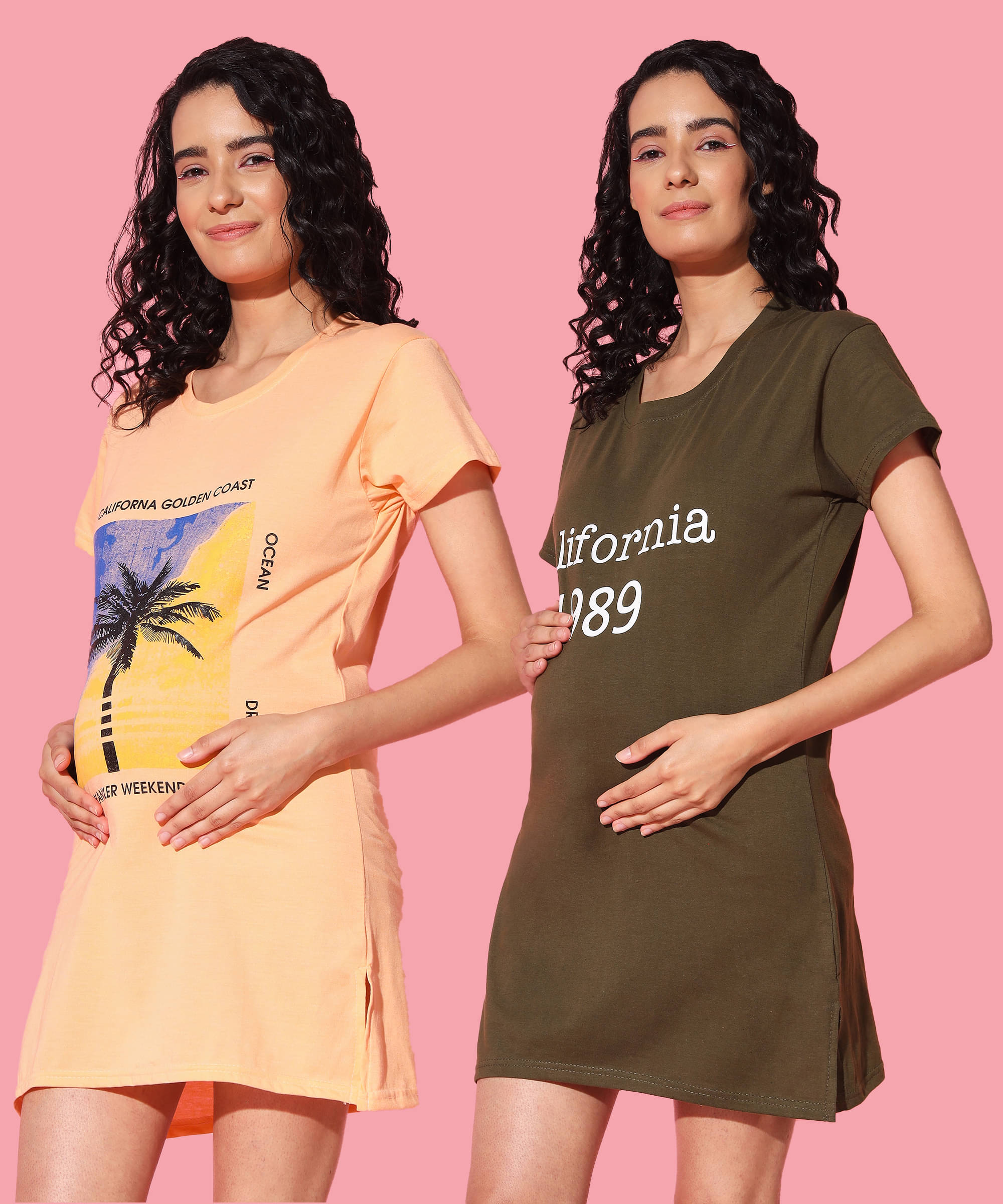     			GRAND MALBORK Multicolor Cotton Women's Maternity Dress ( Pack of 2 )