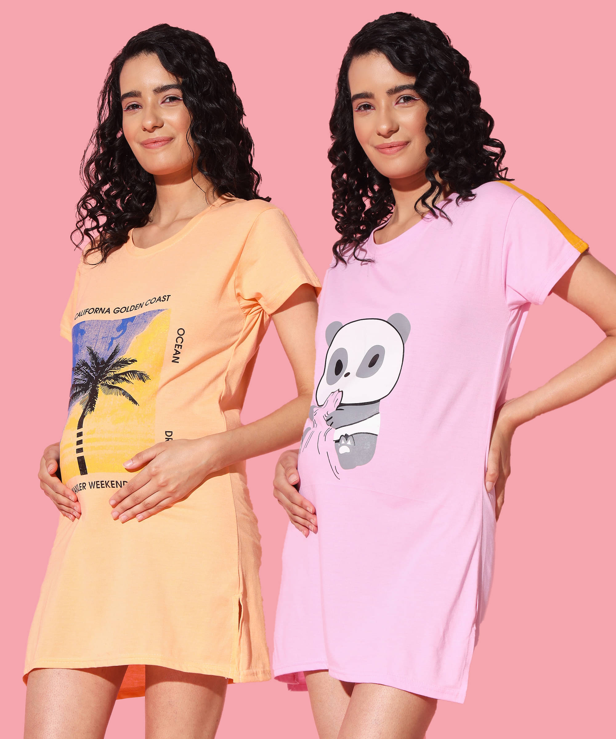     			GRAND MALBORK Multicolor Cotton Women's Maternity Dress ( Pack of 2 )