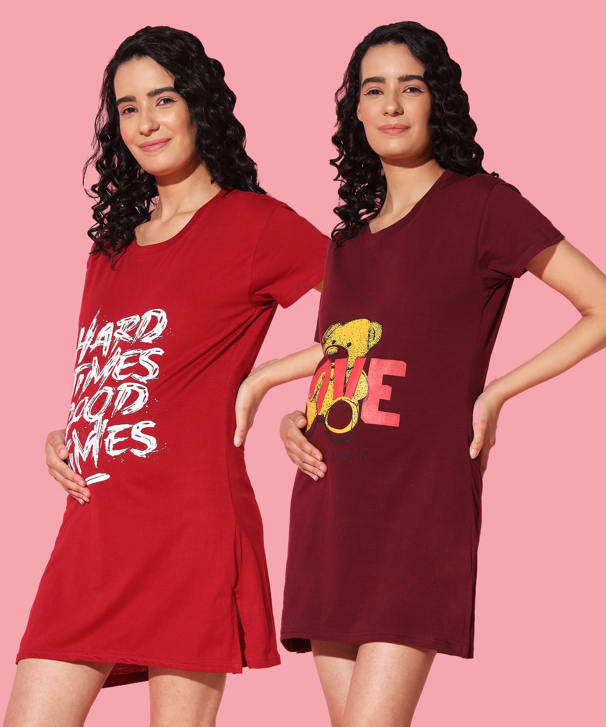     			GRAND MALBORK Multicolor Cotton Women's Maternity Dress ( Pack of 2 )